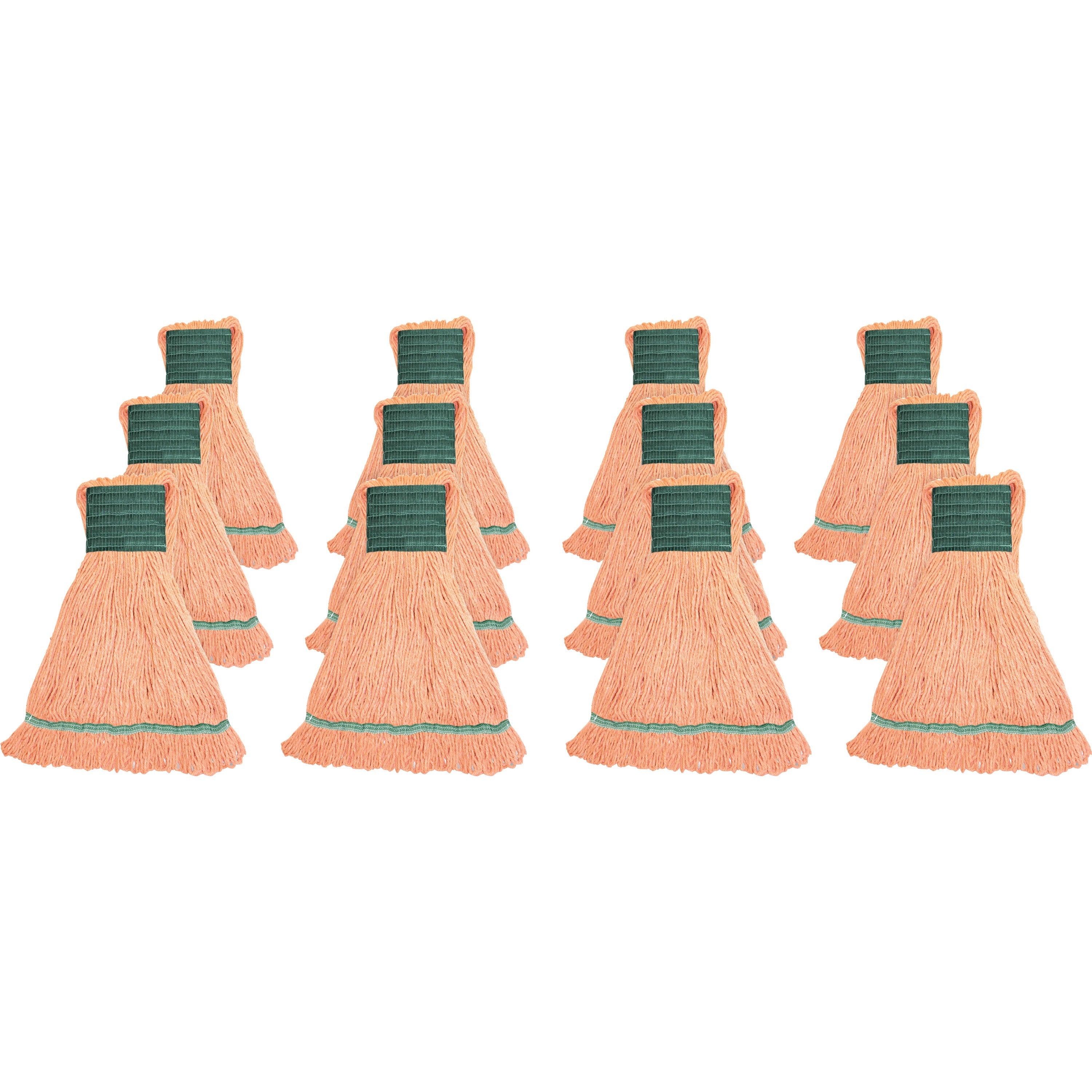 Genuine Joe Synthetic Blend Medium Mophead - Rayon, Cotton - Orange - 12 / Carton - 1