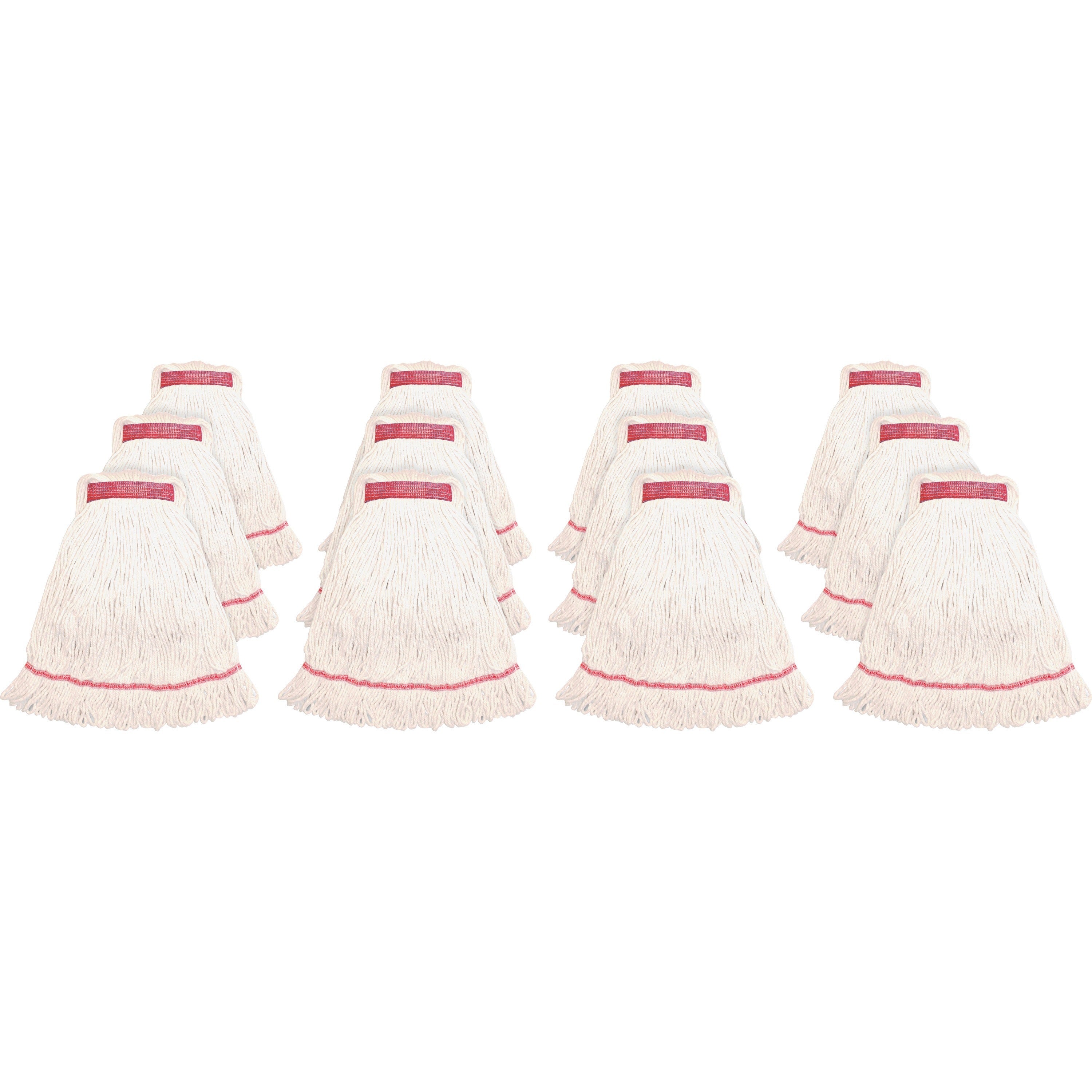 Genuine Joe Narrow Band Medium Mophead - Rayon, Cotton - White - 12 / Carton - 1