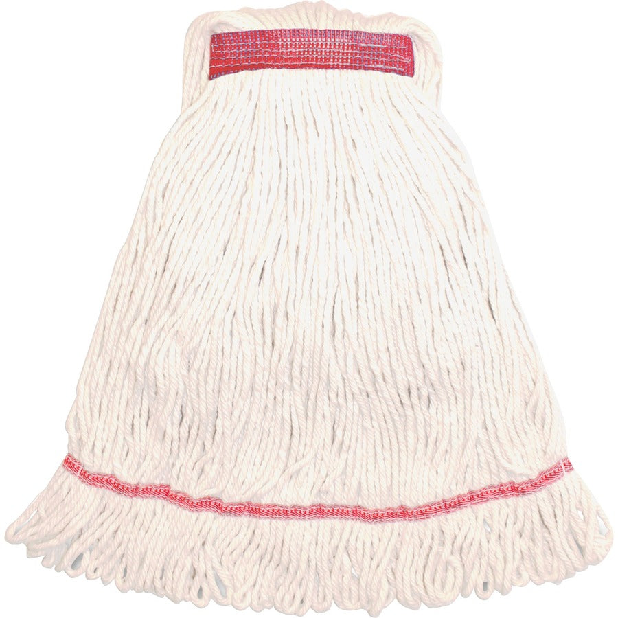 Genuine Joe Narrow Band Medium Mophead - Rayon, Cotton - White - 12 / Carton - 2