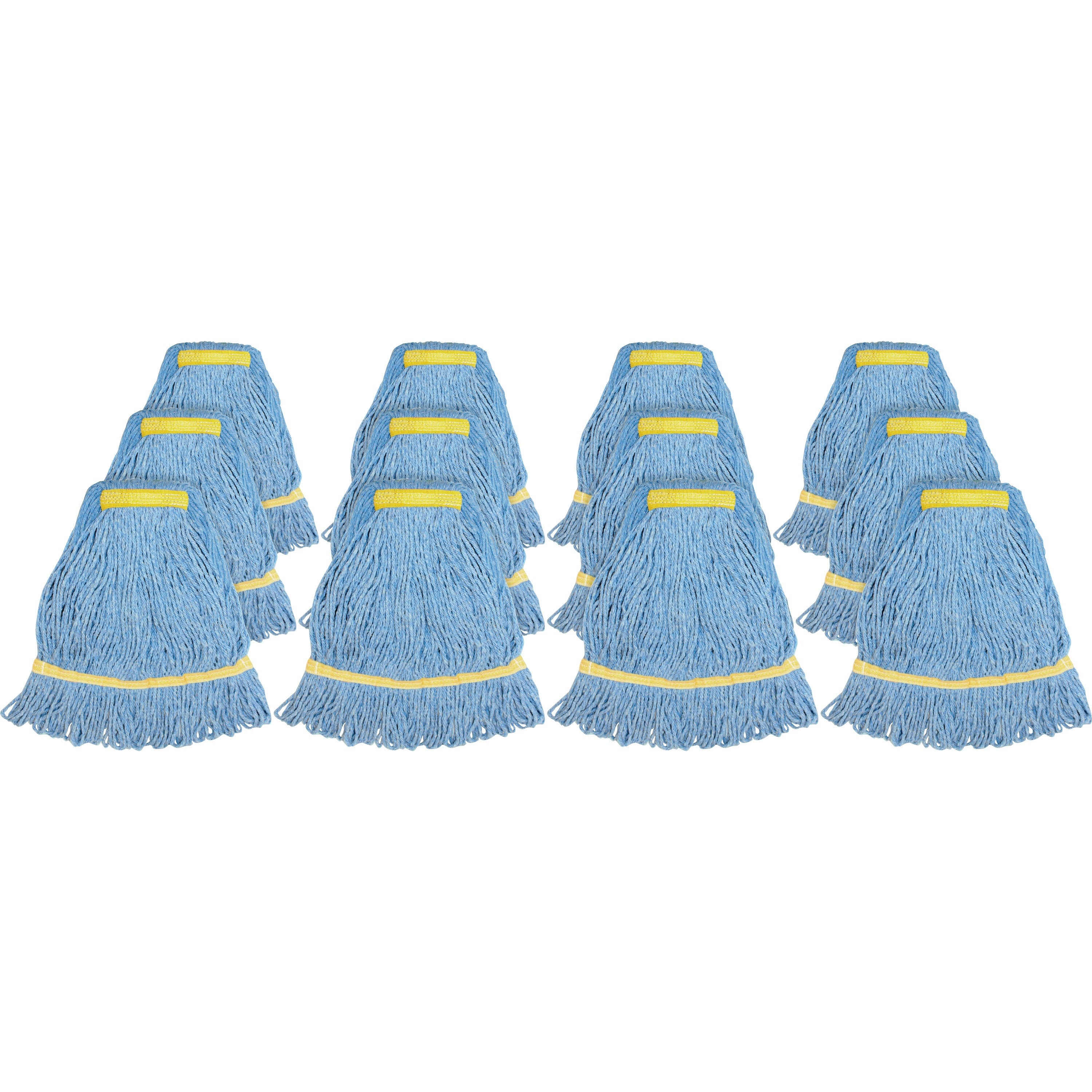 Genuine Joe Synthetic Blend Small Mophead - Rayon, Cotton - Blue - 12 / Carton - 1