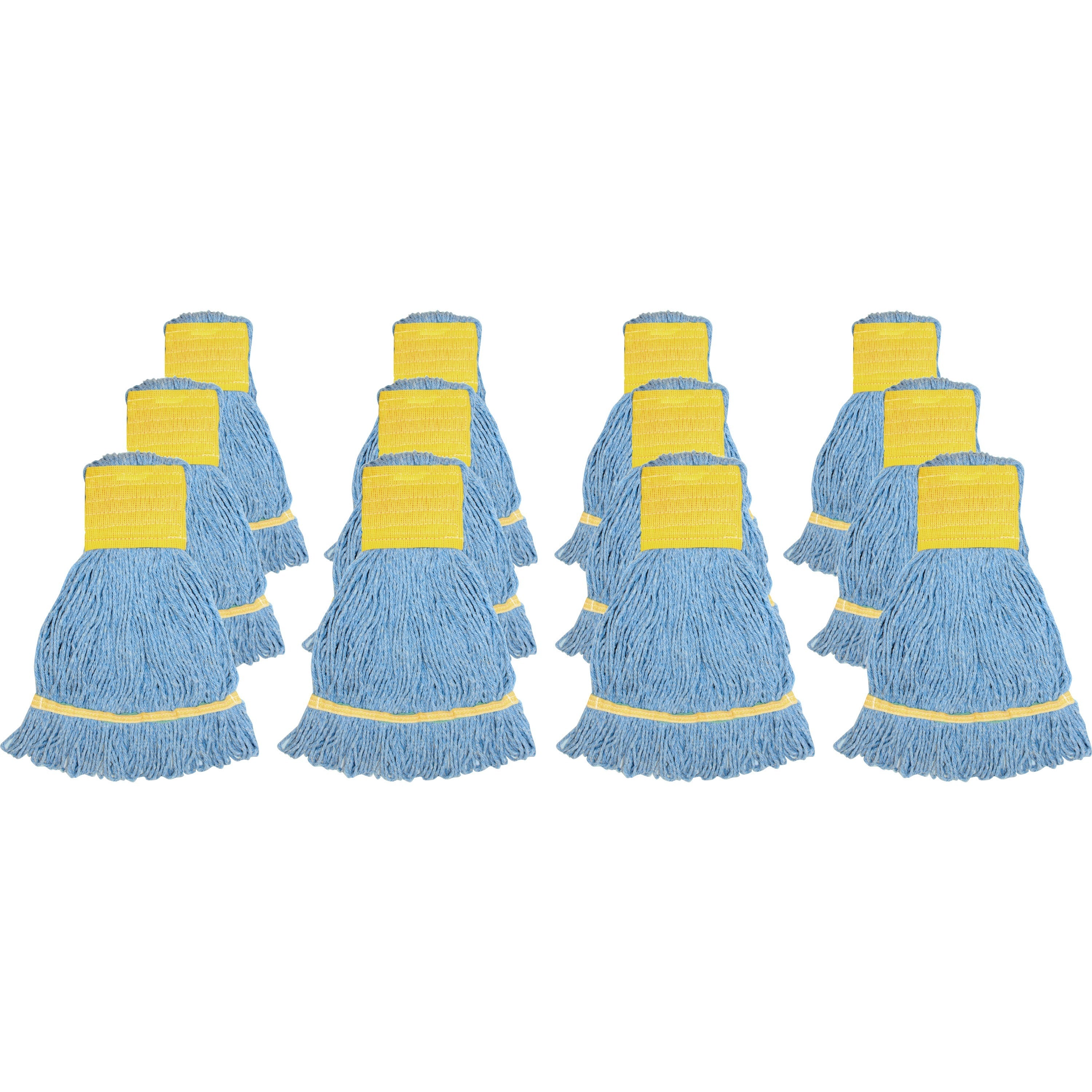 Genuine Joe Wide Band Small Mophead - Rayon, Cotton - Blue - 12 / Carton - 1