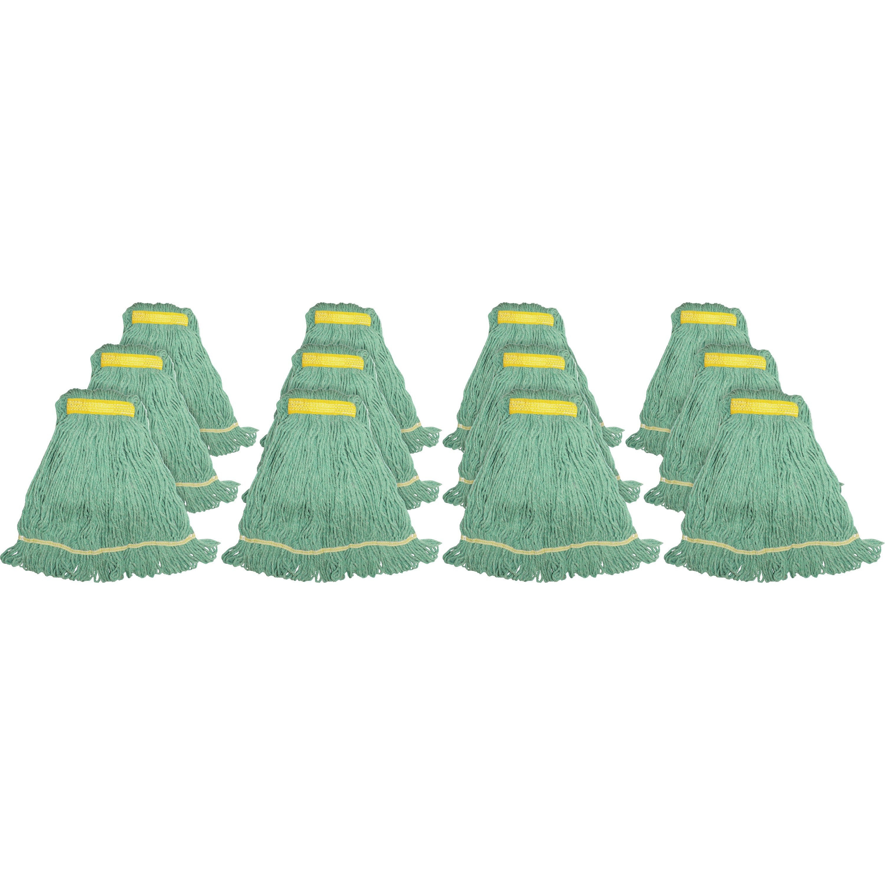 Genuine Joe Synthetic Blend Small Mophead - Rayon, Cotton - Green - 12 / Carton - 1