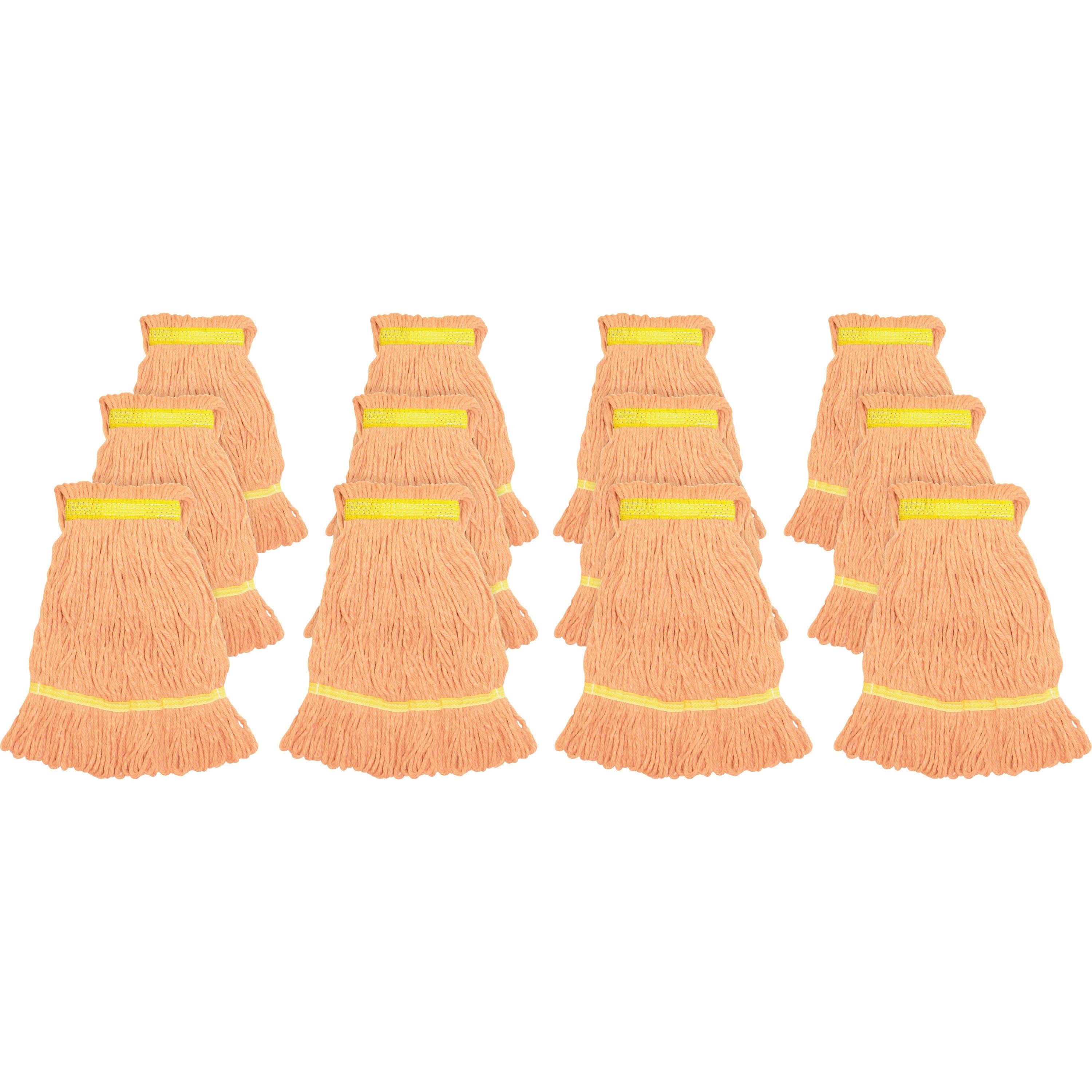 Genuine Joe Narrow Band Small Mophead - Rayon, Cotton - Orange - 12 / Carton - 1