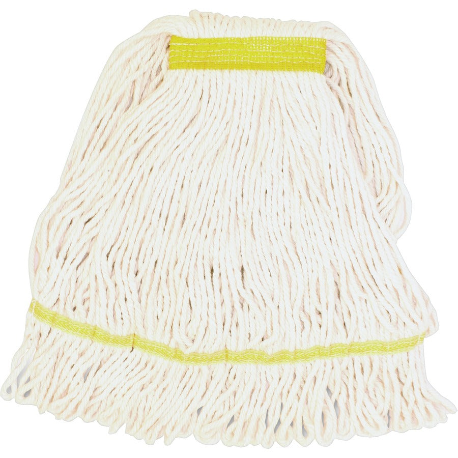 Genuine Joe Narrow Band Small Mophead - Rayon, Cotton - White - 12 / Carton - 2