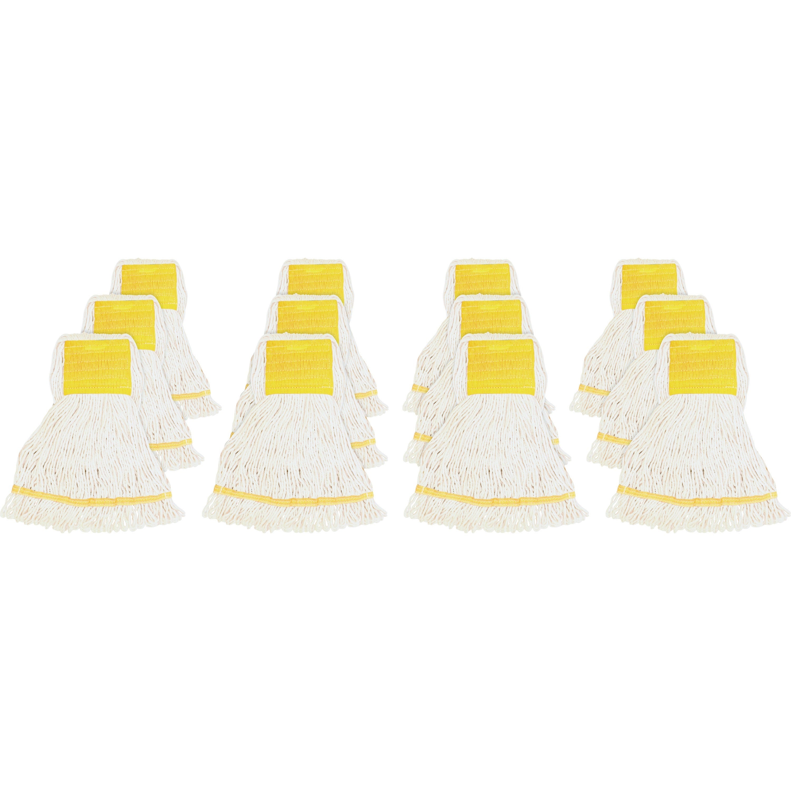 Genuine Joe Wide Band Small Mophead - Rayon, Cotton - White - 12 / Carton - 1