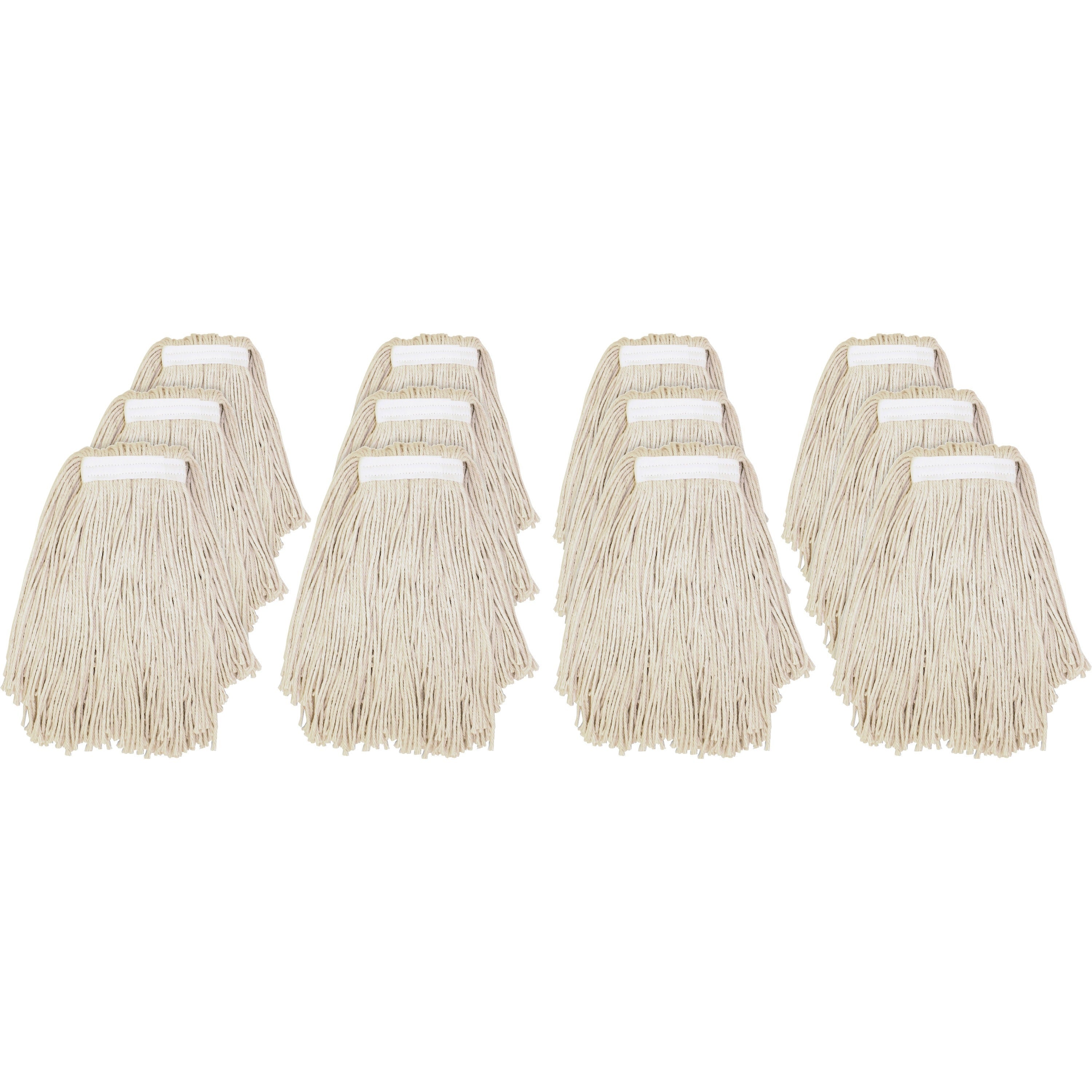Genuine Joe Narrow Band Mophead - Cotton - Natural - 12 / Carton - 1