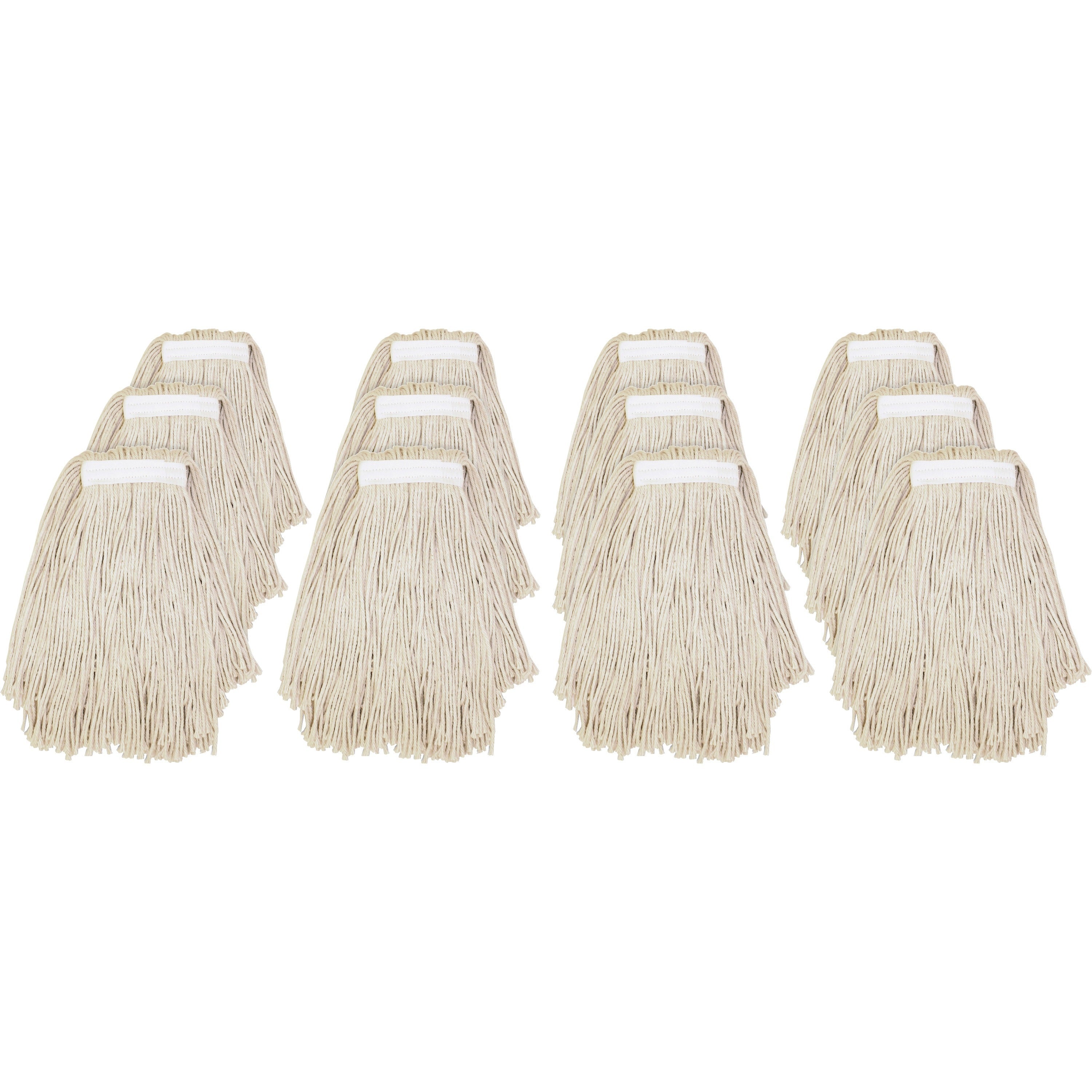 Genuine Joe Narrow Band Mophead - Cotton - Natural - 12 / Carton - 1