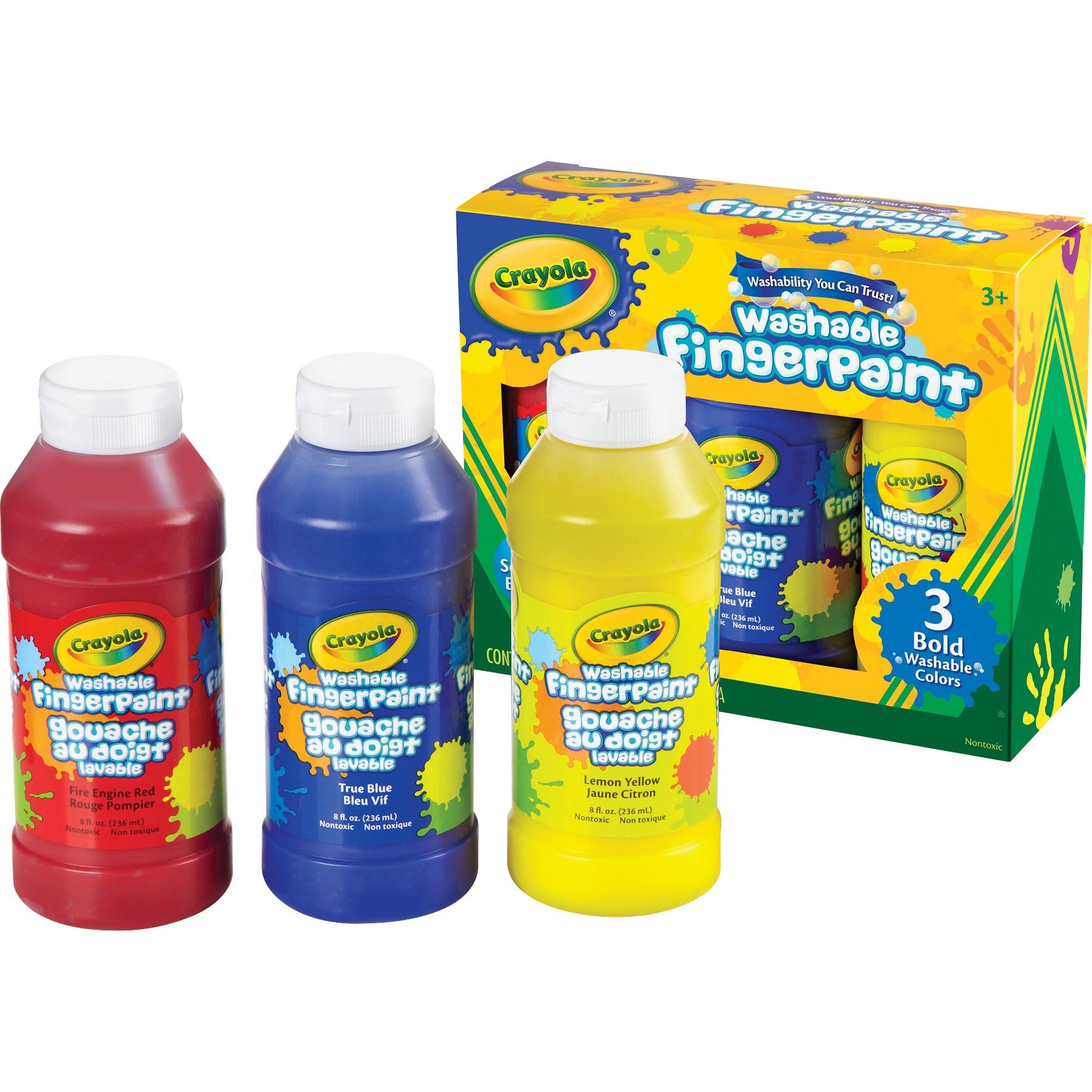 crayola-washable-fingerpaint-bold-colors-set-8-oz-3-set-true-blue-lemon-yellow-fire-engine-red_cyo551310 - 1