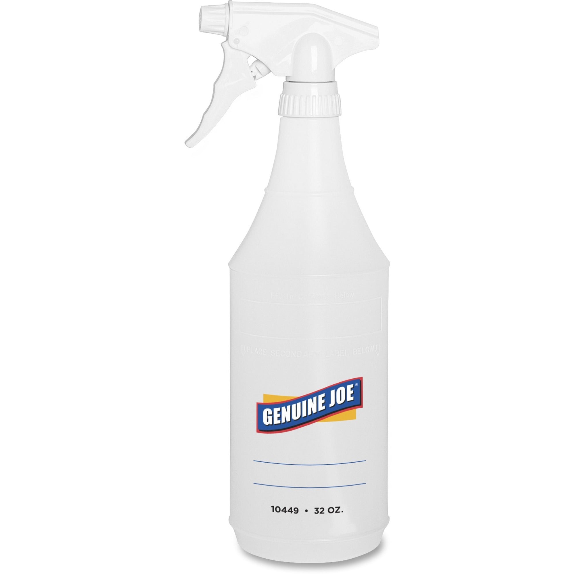 genuine-joe-32-oz-trigger-spray-bottle-suitable-for-cleaning-adjustable-flexible-graduated-24-carton-clear_gjo10449ct - 1