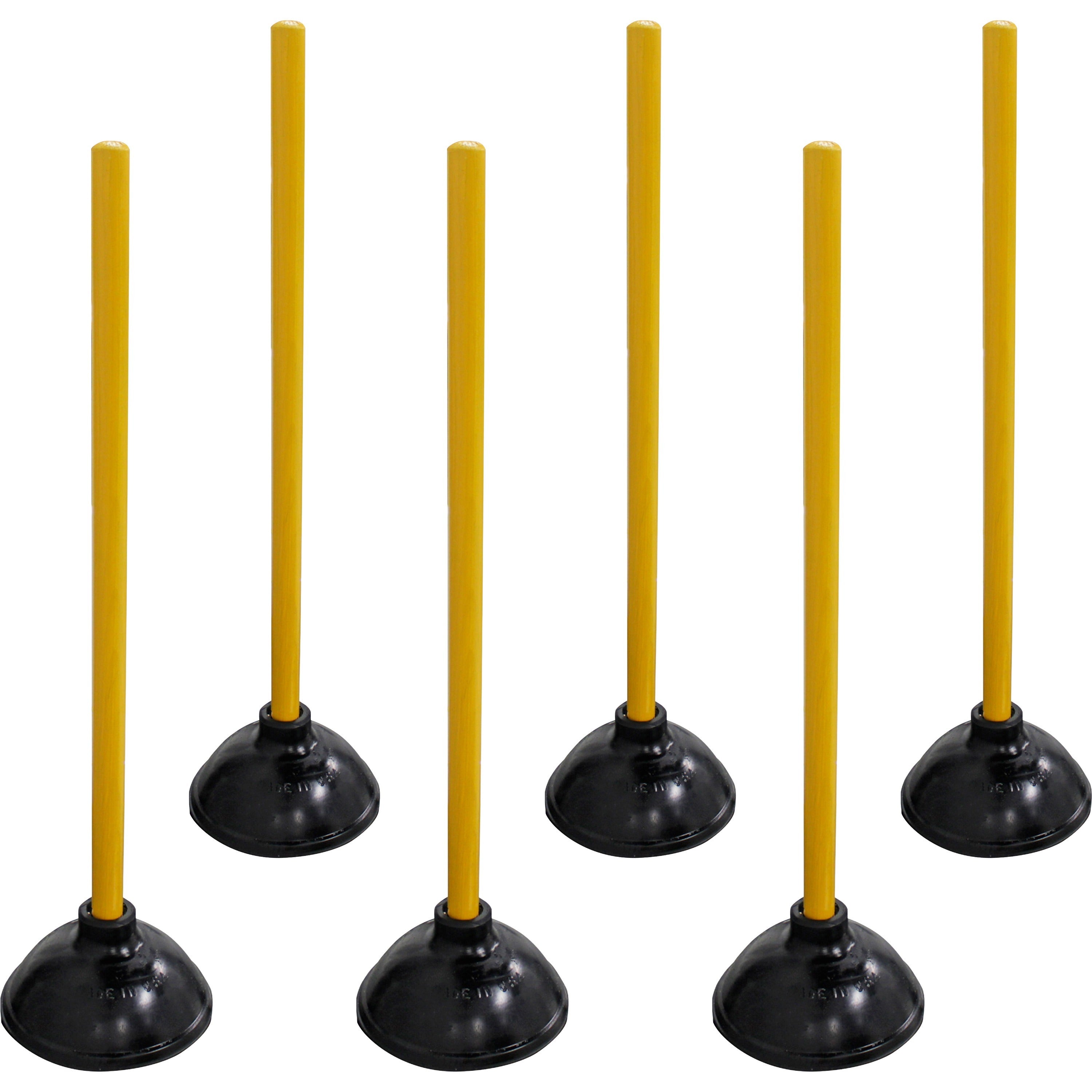 genuine-joe-value-plus-plunger-575-cup-diameter-23-length-yellow-drain-toilet-pipe_gjo85130ct - 1