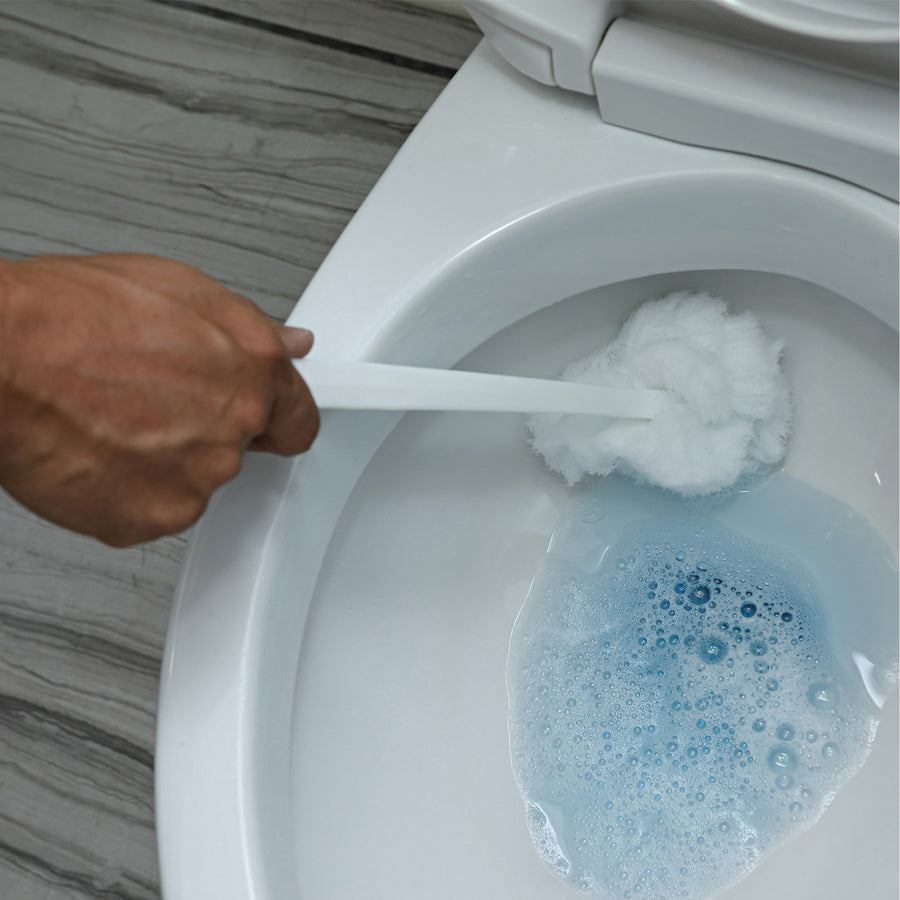 Genuine Joe Toilet Bowl Mop - 4.50" Head - 12" Plastic Handle - Durable, Scrubber Strip, Acid Resistant - 25 / Carton - White - 2