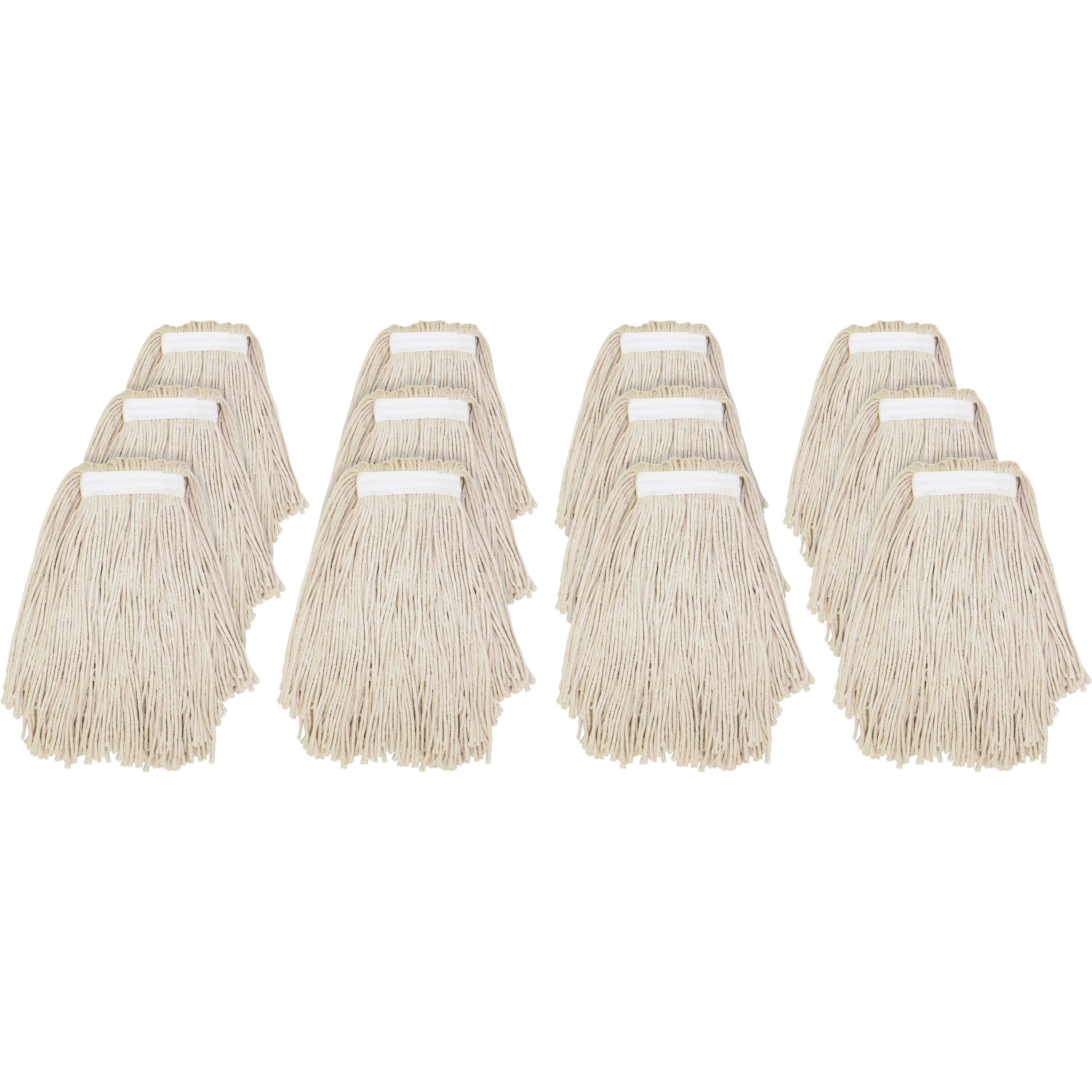 Genuine Joe Clamp-style Cotton Mophead - Cotton - Natural - 12 / Carton - 1
