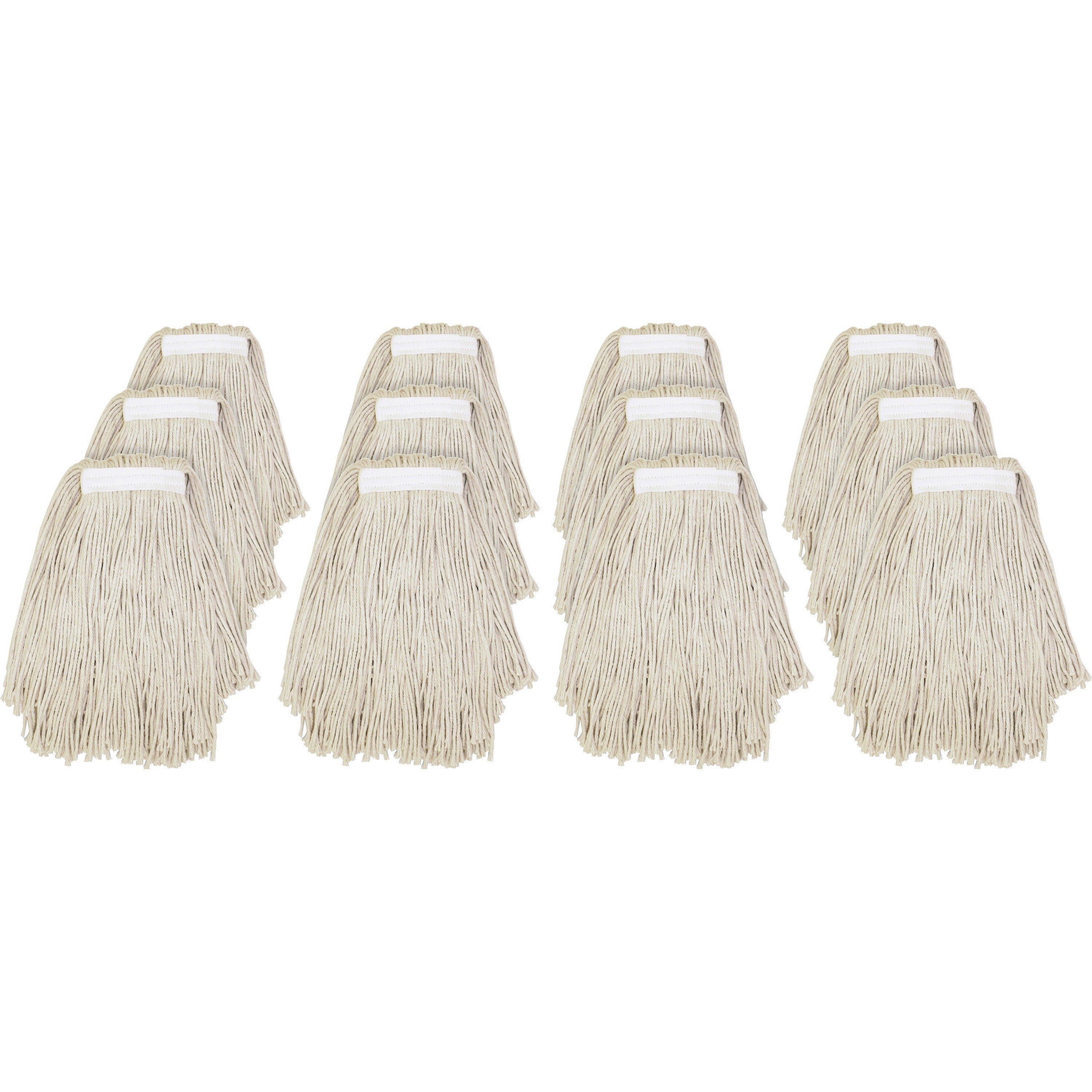 Genuine Joe Clamp-style Mophead - Cotton - Natural - 12 / Carton - 1