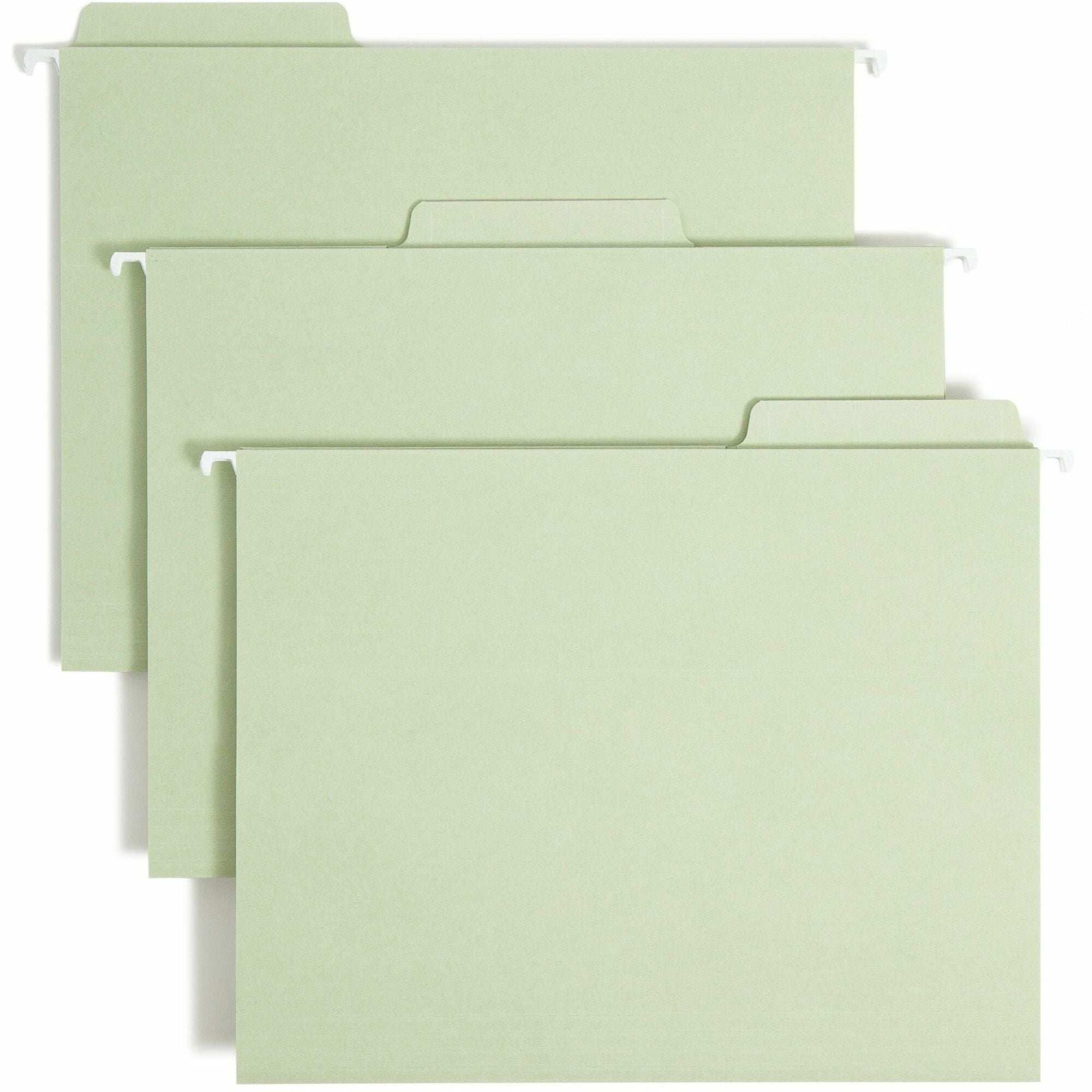 smead-fastab-1-3-tab-cut-letter-recycled-fastener-folder-8-1-2-x-11-2-fasteners-top-tab-location-assorted-position-tab-position-moss-10%-recycled-18-box_smd65120 - 1