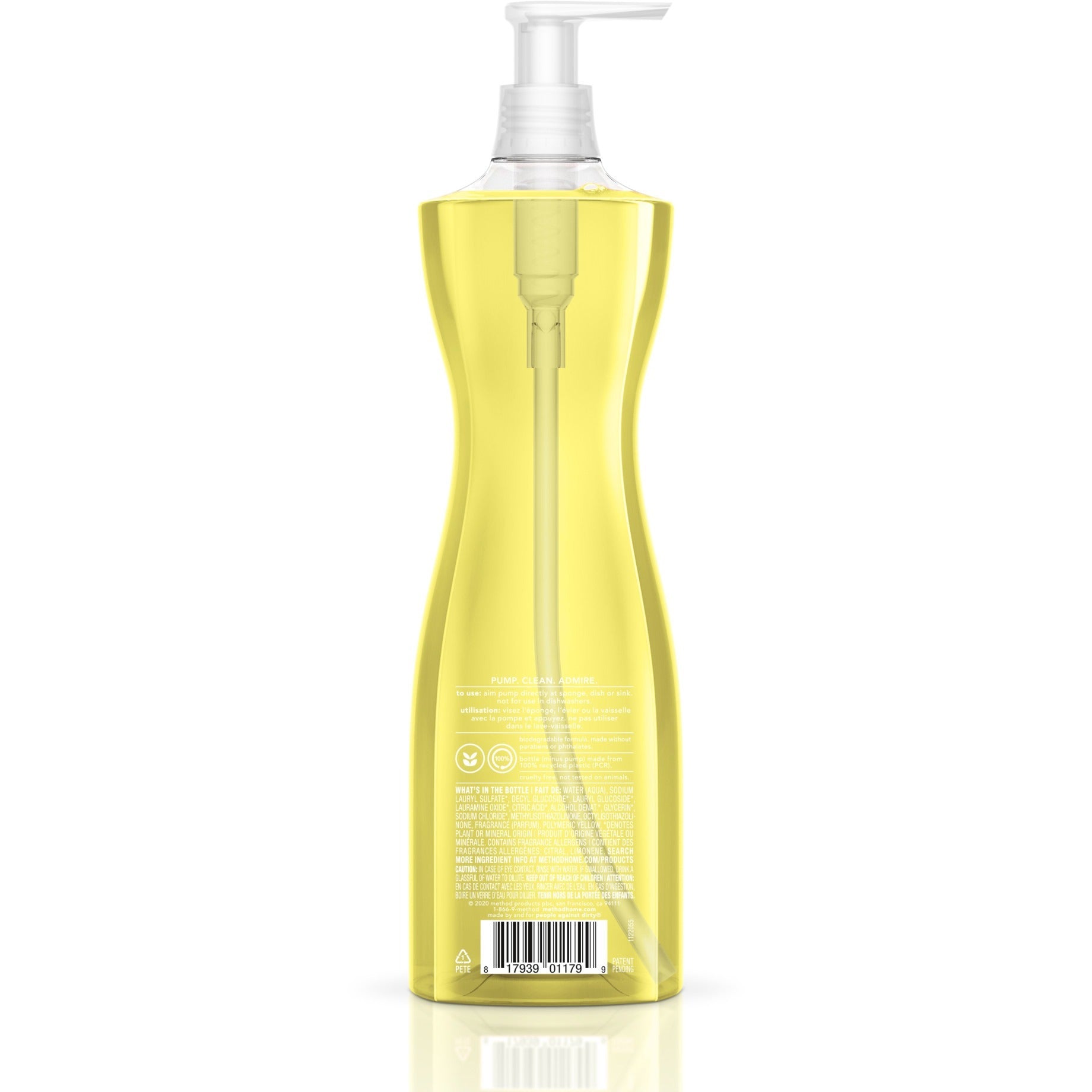 method-dish-soap-18-fl-oz-06-quart-lemon-scent-6-carton-non-toxic-triclosan-free-pleasant-scent-light-yellow_mth01179ct - 2