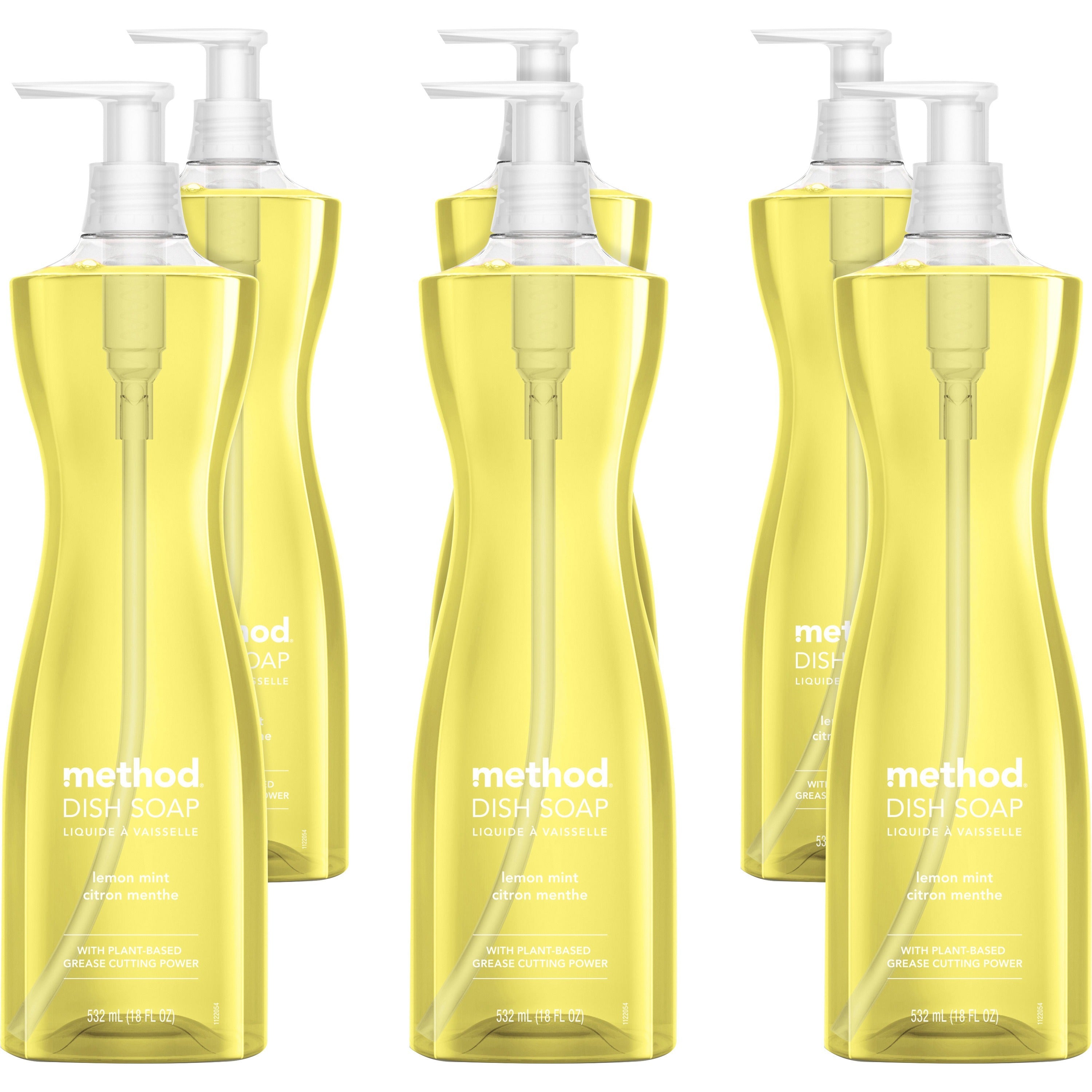 method-dish-soap-18-fl-oz-06-quart-lemon-scent-6-carton-non-toxic-triclosan-free-pleasant-scent-light-yellow_mth01179ct - 1