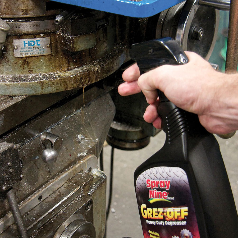 Spray Nine Grez-Off Parts Cleaner Degreaser - For Multipurpose - 32 fl oz (1 quart)Bottle - 12 / Carton - Non-flammable, Solvent-free, Water Soluble, VOC-free, Odorless, Fume-free, Heavy Duty - Clear