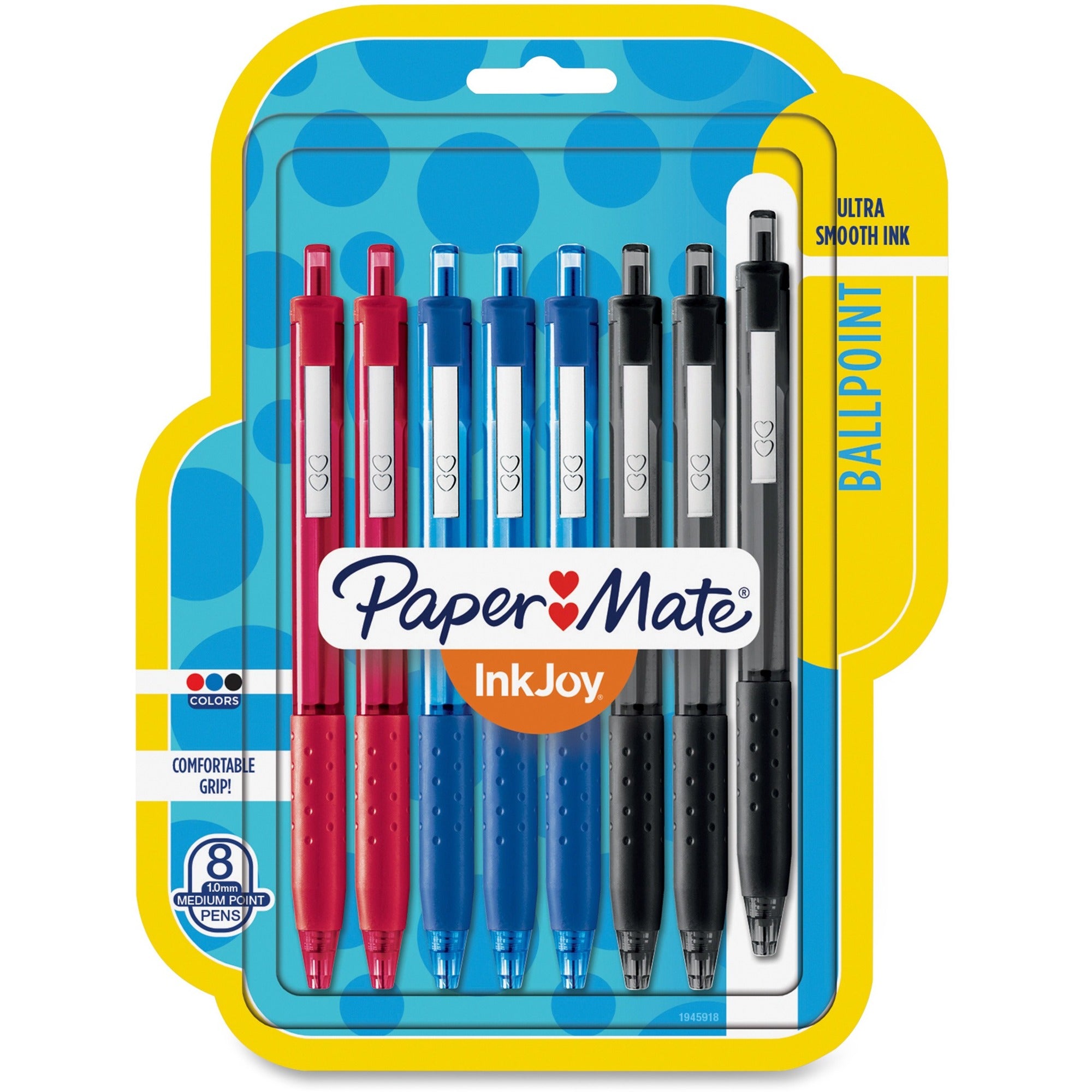 paper-mate-inkjoy-300-rt-ballpoint-pens-1-mm-pen-point-size-retractable-black-red-blue-assorted-barrel-8-pack_pap1945918 - 1