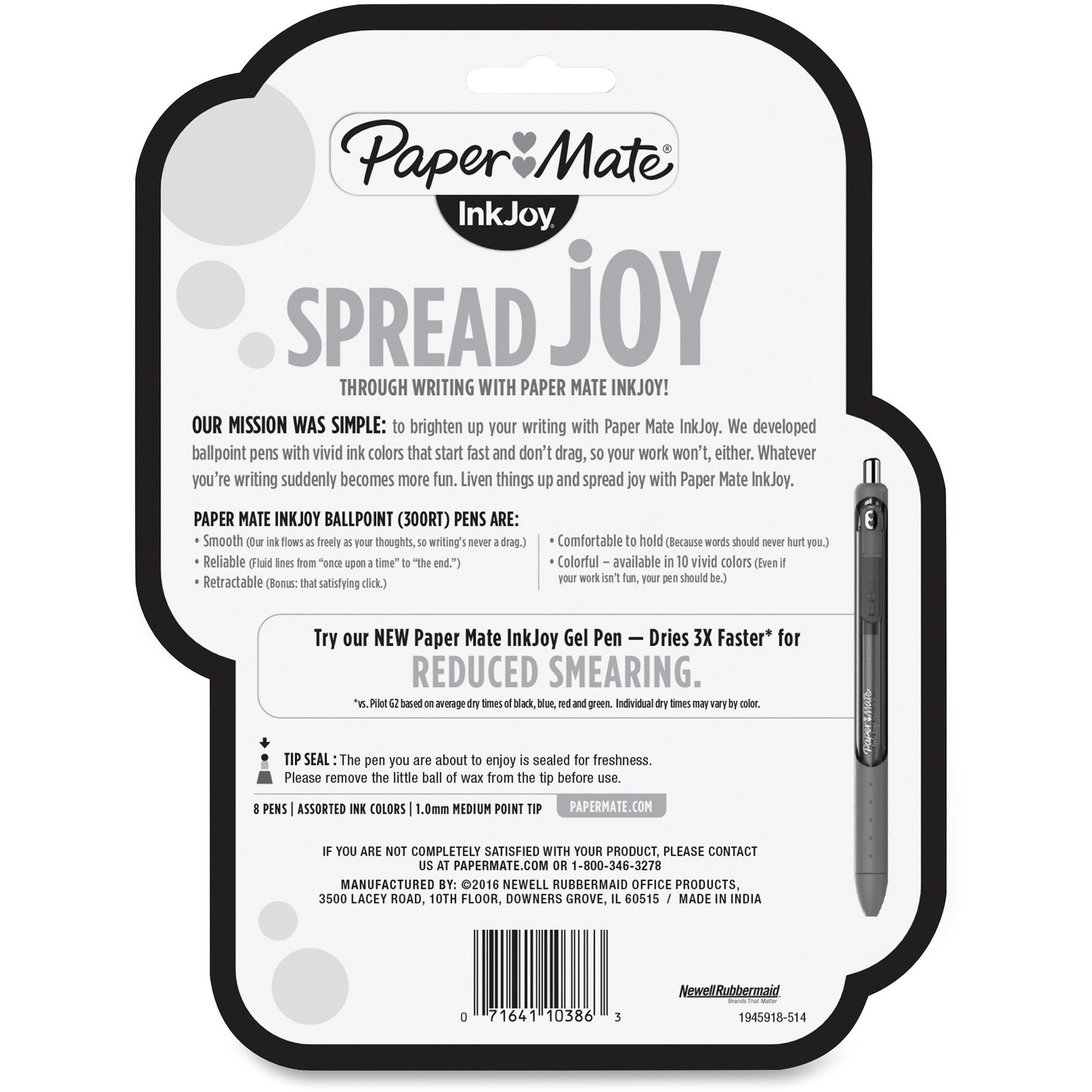 paper-mate-inkjoy-300-rt-ballpoint-pens-1-mm-pen-point-size-retractable-black-red-blue-assorted-barrel-8-pack_pap1945918 - 2