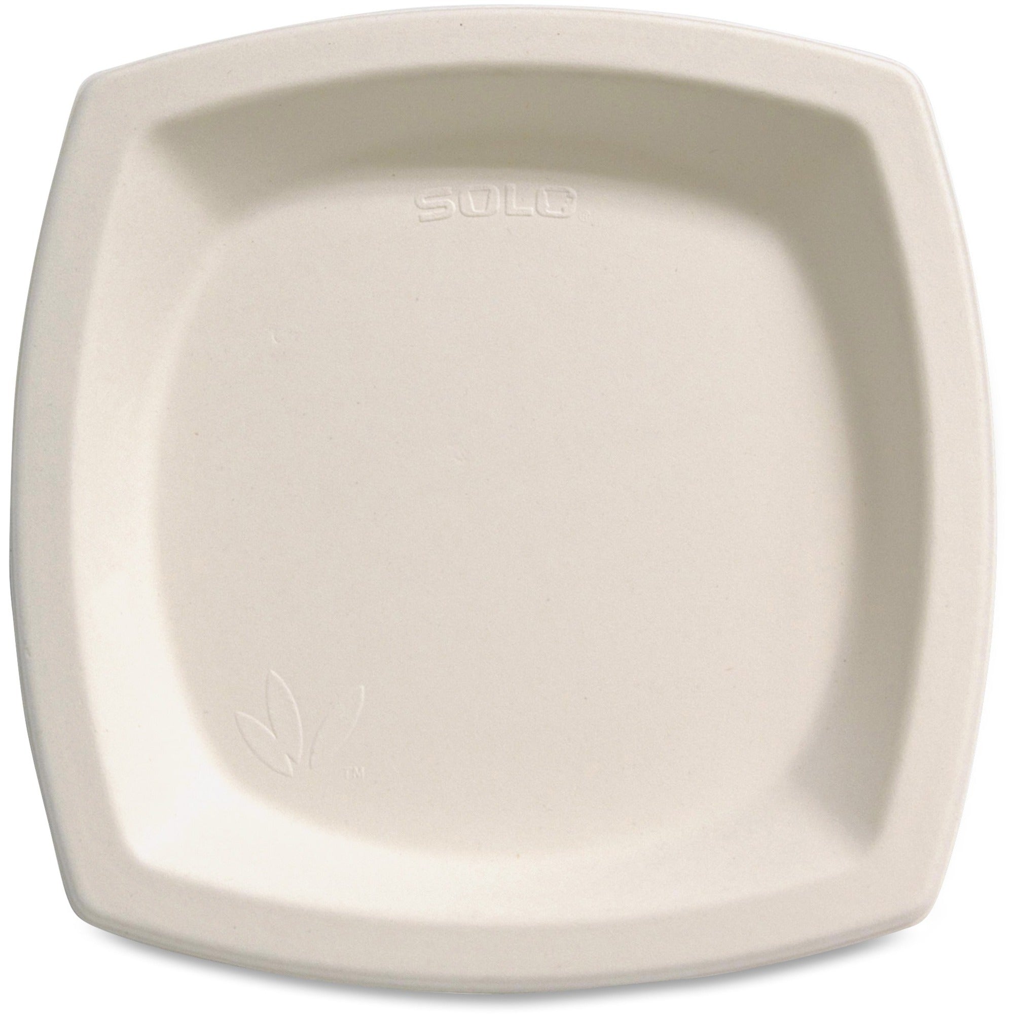 Solo Bare 6-7/10" Eco-Forward Square Plates - 125 / Pack - Bare - Microwave Safe - Off White - Sugarcane Body - 8 / Carton - 1