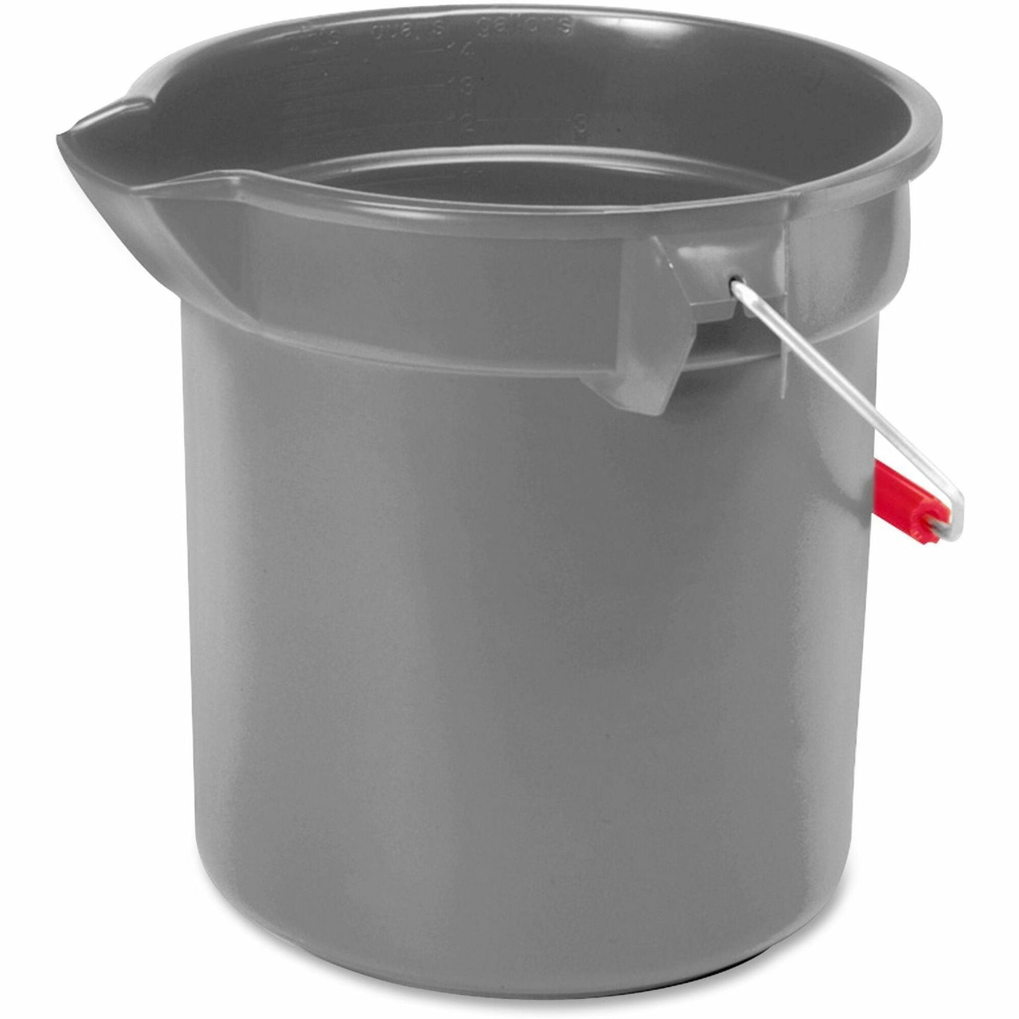 Rubbermaid Commercial Brute 10-quart Utility Bucket - 2.50 gal - Heavy Duty, Rust Resistant, Bend Resistant - 10.2" - Plastic, Steel, High-density Polyethylene (HDPE) - Gray, Nickel, Chrome - 12 / Carton - 1