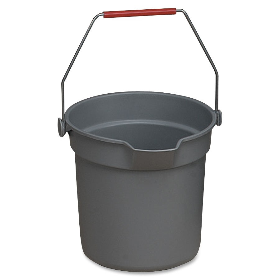 Rubbermaid Commercial Brute 10-quart Utility Bucket - 2.50 gal - Heavy Duty, Rust Resistant, Bend Resistant - 10.2" - Plastic, Steel, High-density Polyethylene (HDPE) - Gray, Nickel, Chrome - 12 / Carton - 2