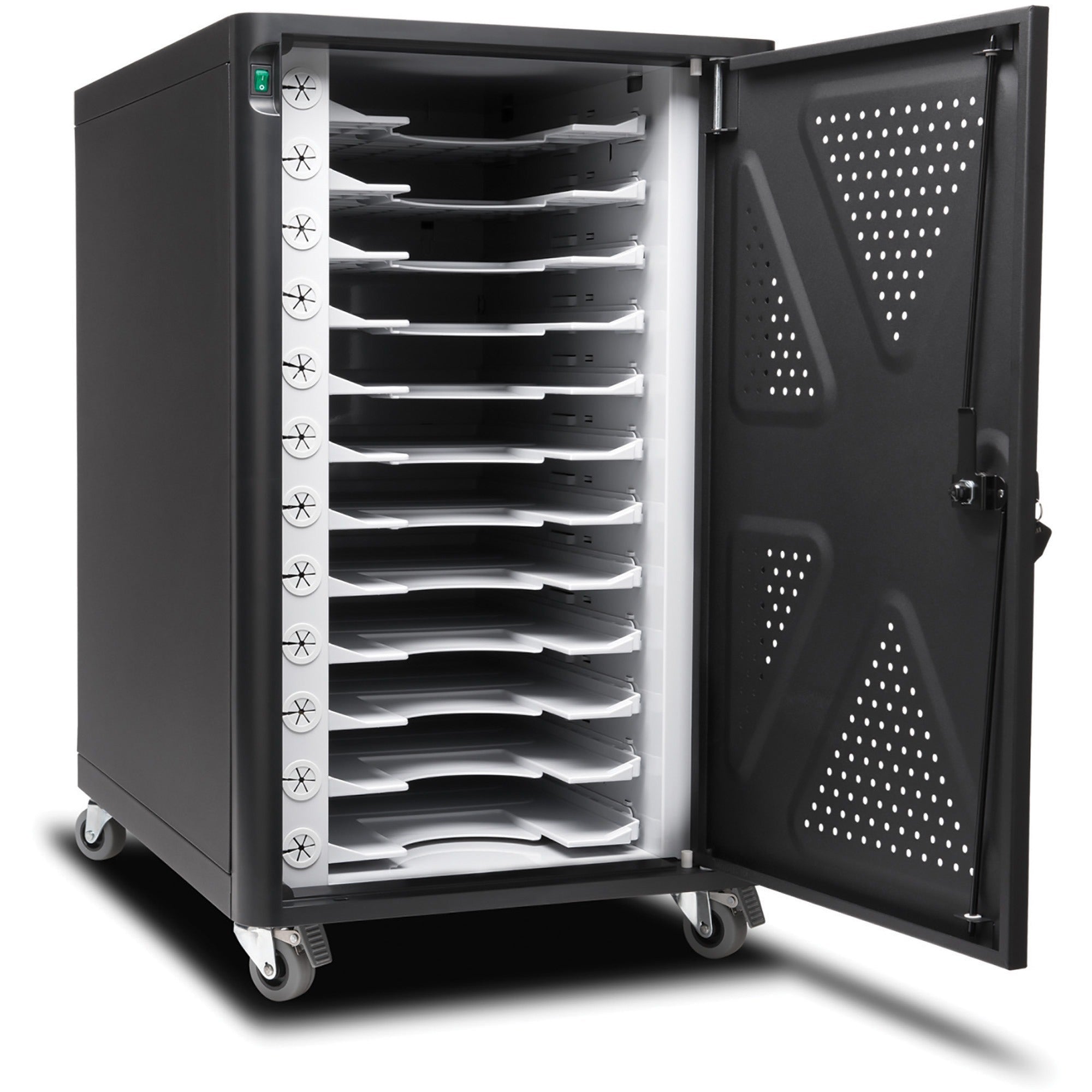 kensington-ac12-security-charging-cabinet-universal-device-4-casters-x-165-width-x-232-depth-x-281-height-black-for-12-devices-1-each_kmw64415 - 1