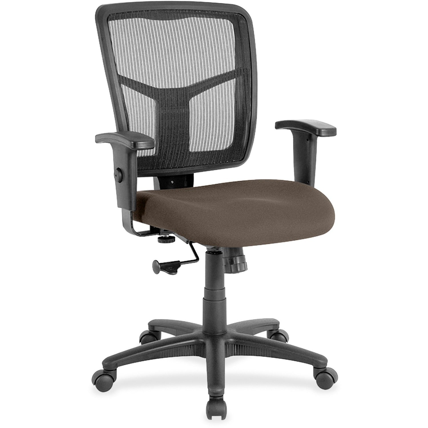 Lorell Ergomesh Managerial Mesh Mid-back Chair - Dillon Java Antimicrobial Vinyl Seat - Black Mesh Back - Mid Back - 5-star Base - 1 Each