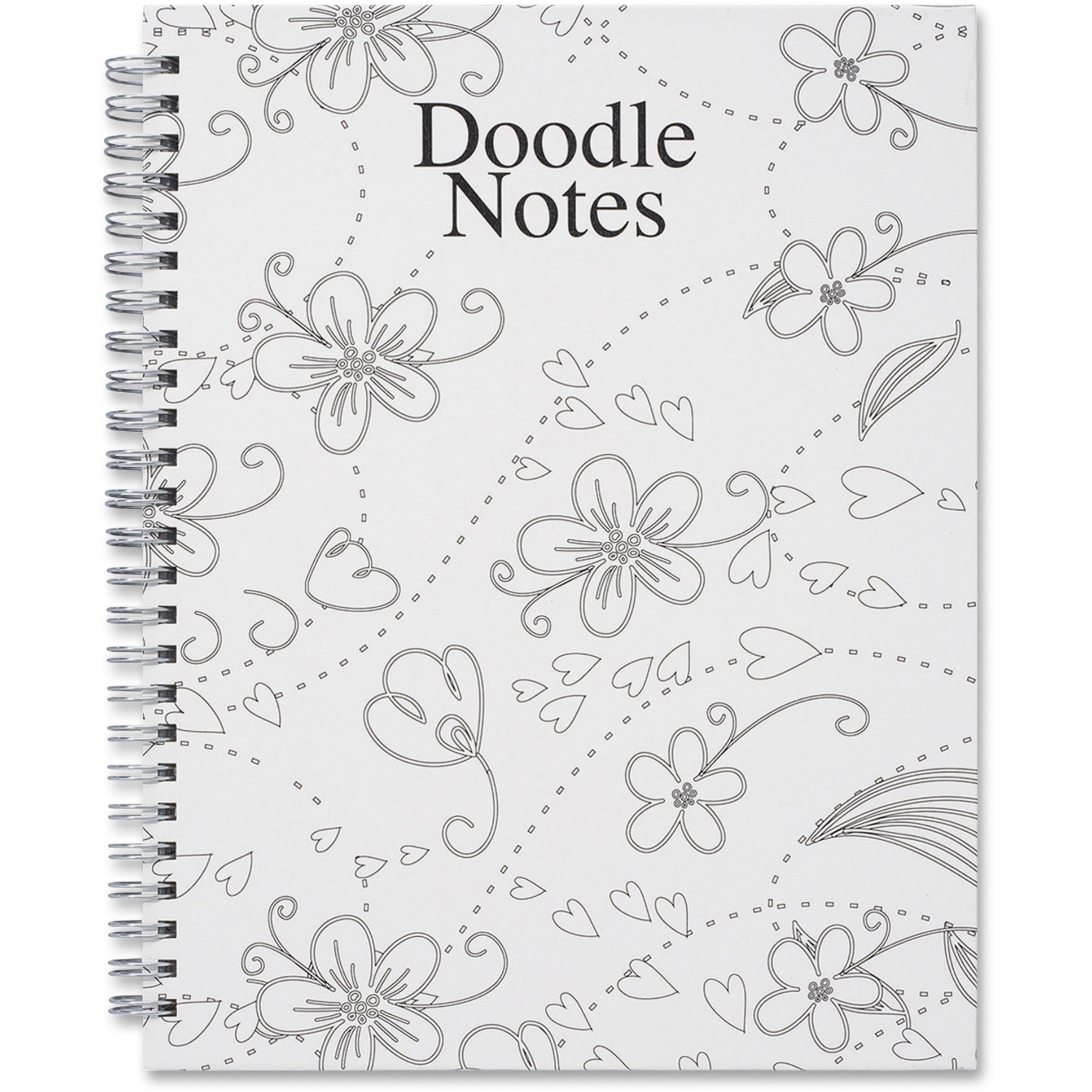 house-of-doolittle-doodle-notes-spiral-notebook-111-pages-spiral-bound-7-x-9-black-&-white-flower-cover-hard-cover-recycled-1-each_hod78190 - 2