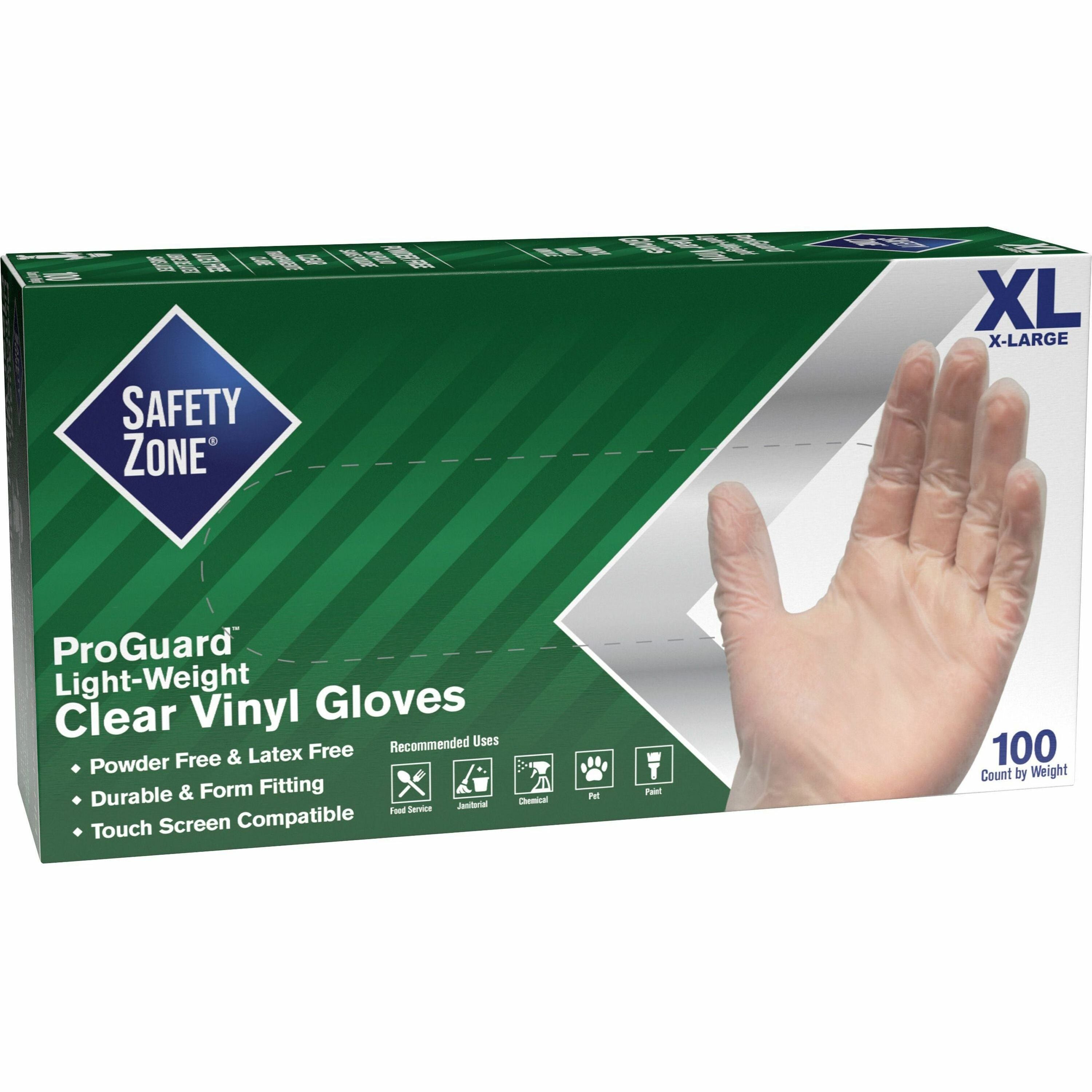 Safety Zone Powder Free Clear Vinyl Gloves