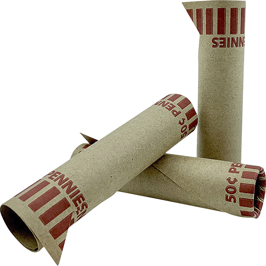 pap-r-tubular-coin-wrap-1-denomination-durable-burst-resistant-crimped-pre-formed-57-lb-basis-weight-paper-red-1000-box_pqp23001 - 2