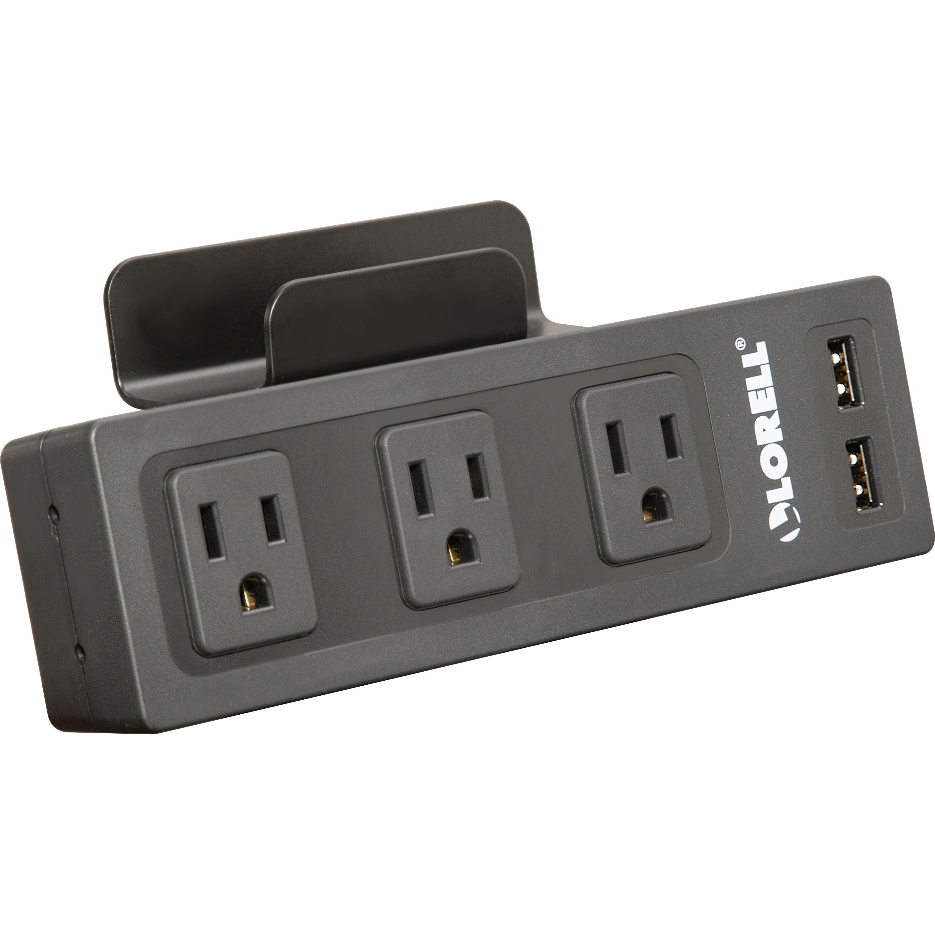 lorell-desktop-ac-power-center-with-usb-charger-3-x-ac-power-2-x-usb-desk-mountable-black_llr33994 - 1
