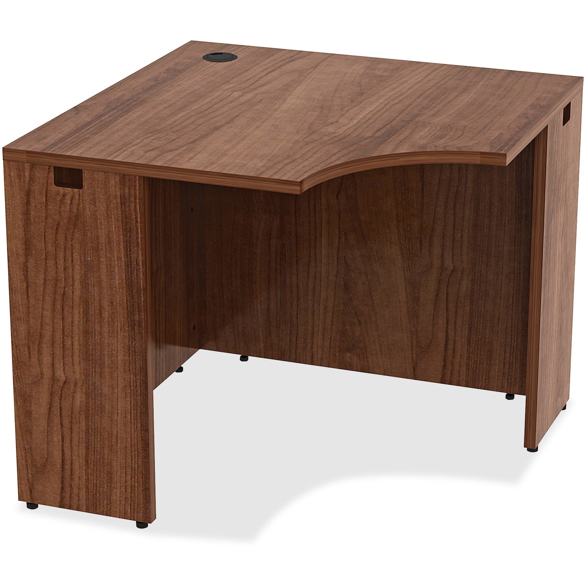 Lorell Essentials Series Corner Desk - 36" x 36"29.5" , 0.1" Edge - Material: Metal - Finish: Walnut, Laminate - 1