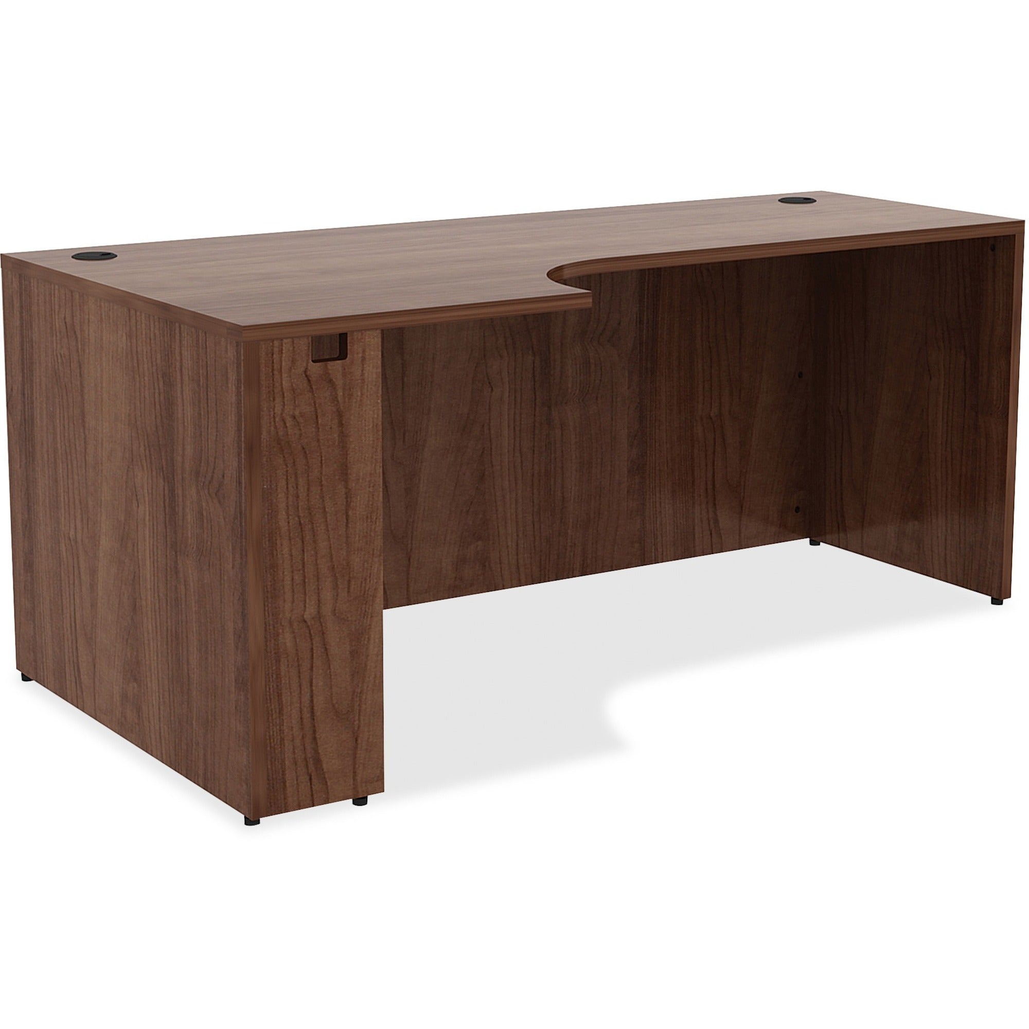 Lorell Essentials Series Left Corner Credenza - 72" x 36"29.5" , 0.1" Edge - Material: Metal - Finish: Walnut Laminate - 1