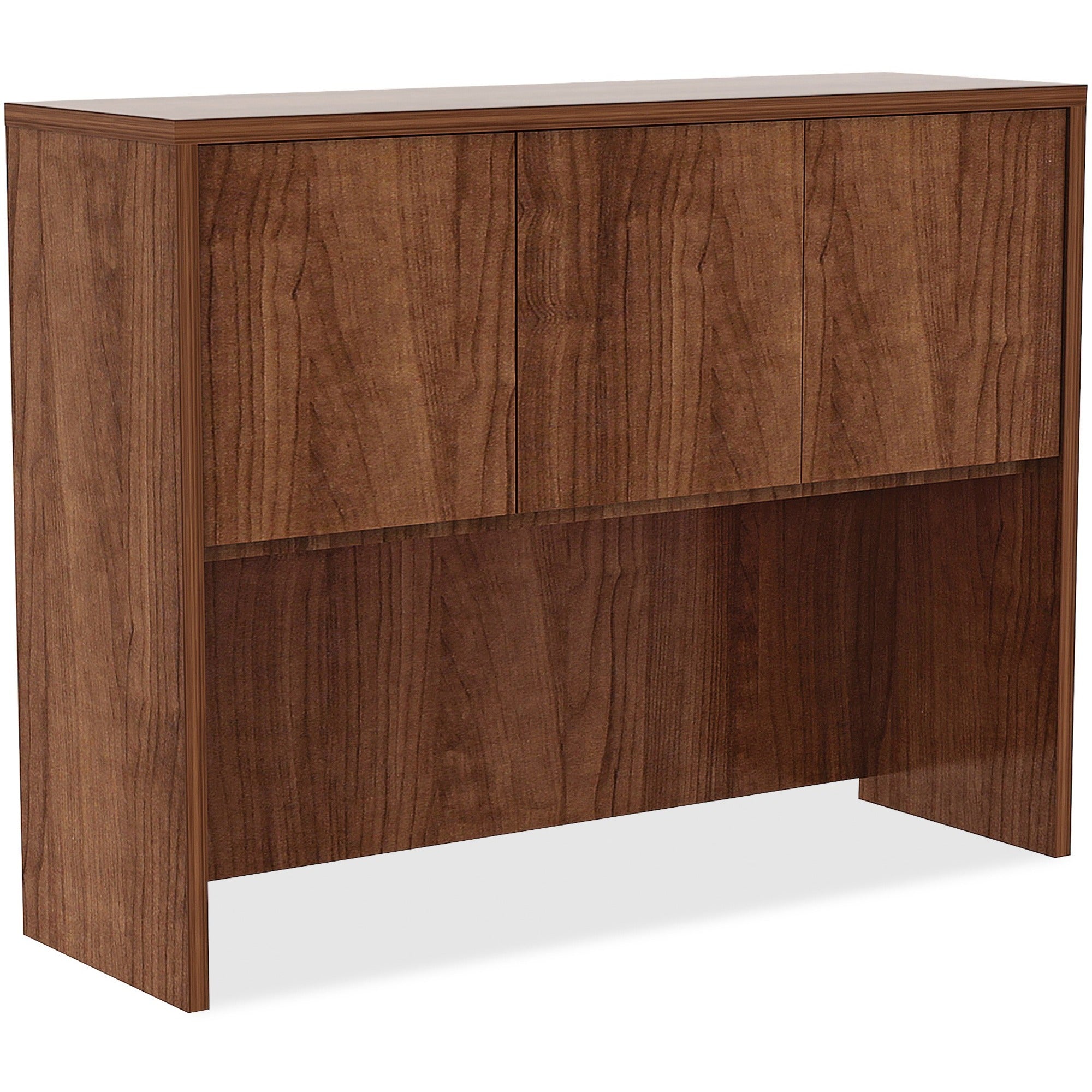 lorell-essentials-series-stack-on-hutch-with-doors-48-x-1536--01-edge-material-metal-finish-walnut-laminate_llr34397 - 1