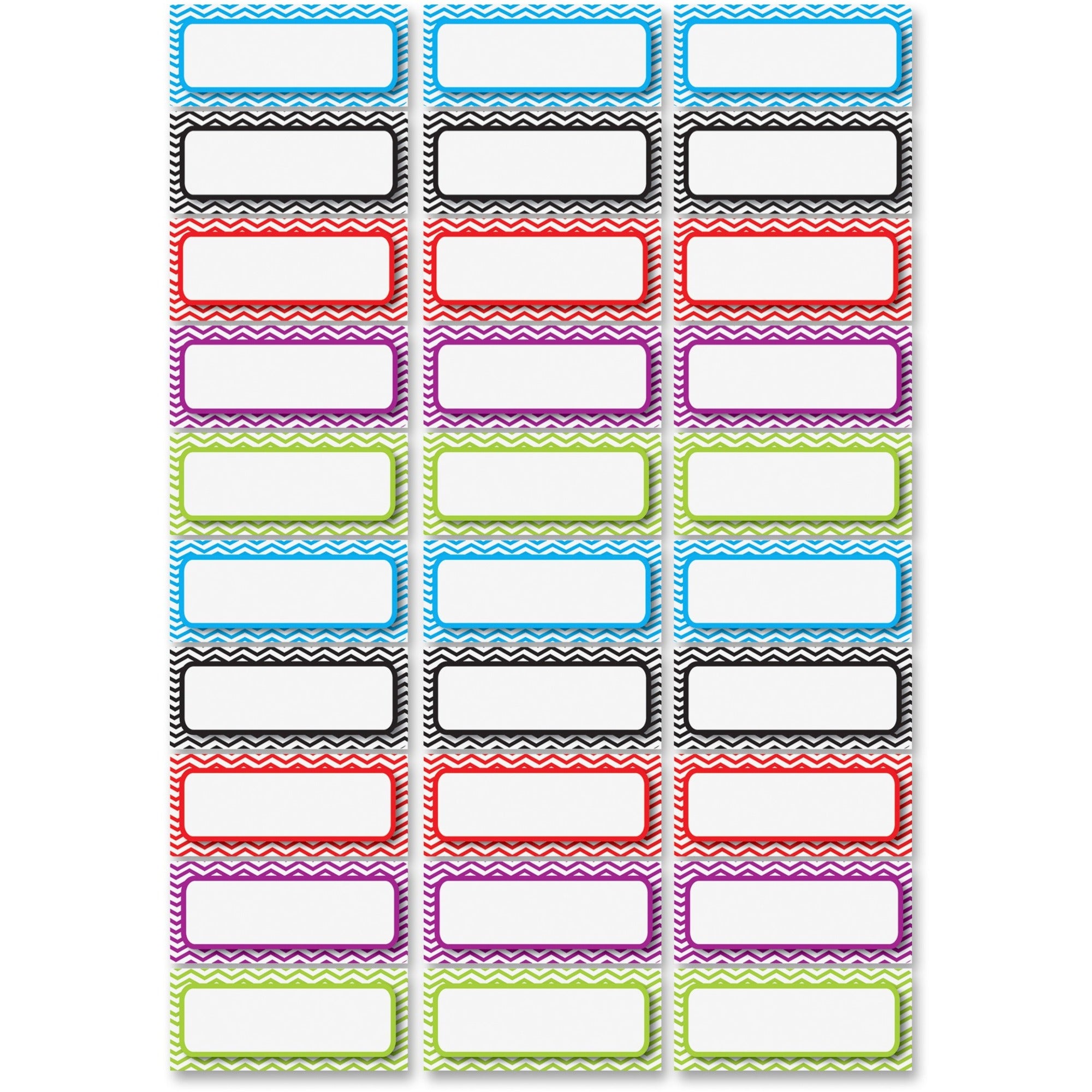 Ashley Dry Erase Chevron Nameplate Magnets - 30 x Rectangle Shape - Magnetic - Chevron - Die-cut, Write on/Wipe off, Heavy Duty - Multicolor - Foam - 1 / Pack