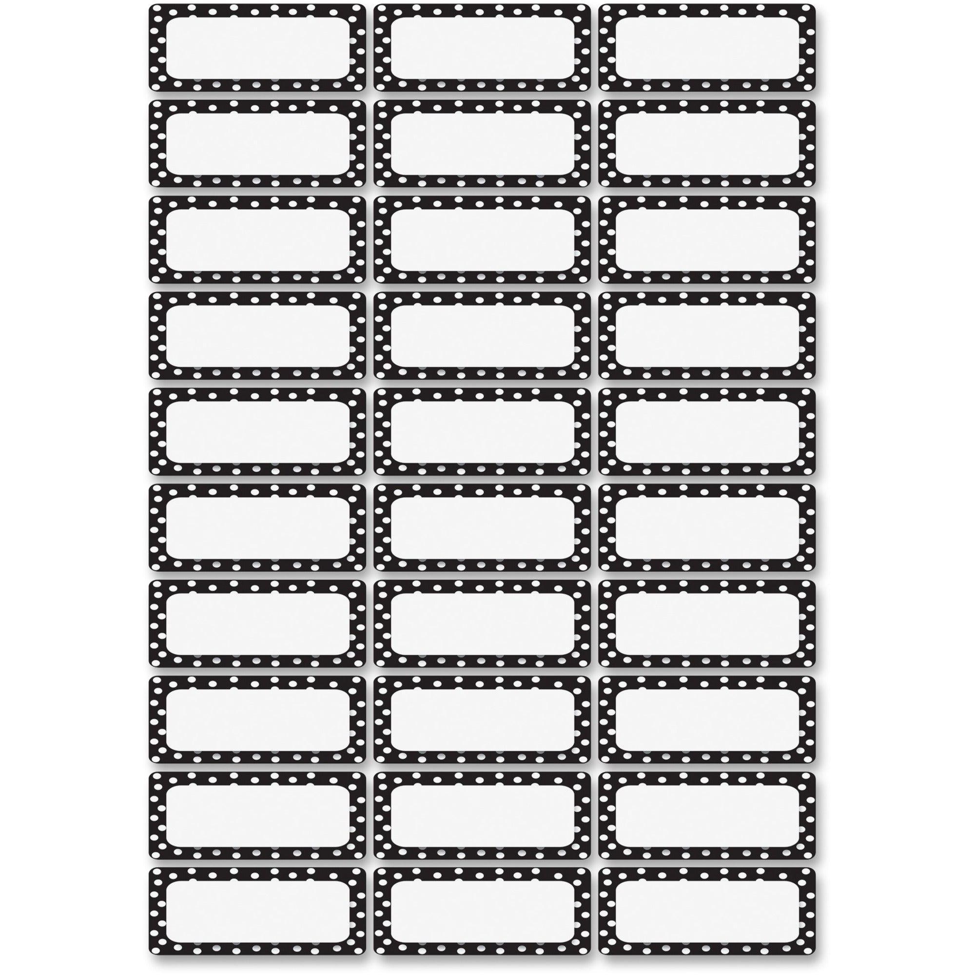 Ashley Dry Erase Black/White Dots Nameplate Magnets - Magnetic - Dotted - Die-cut, Write on/Wipe off - Black, White - 1 / Pack