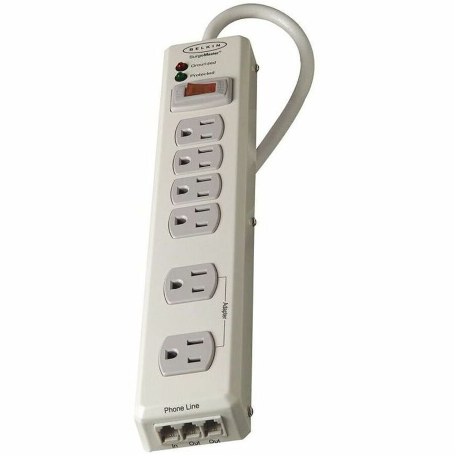 Belkin 6 Outlet Metal Surge Protector with 6ft Power Cord -1240 Joules - Beige - 6 x AC Power - 1045 J - 6 ft -
