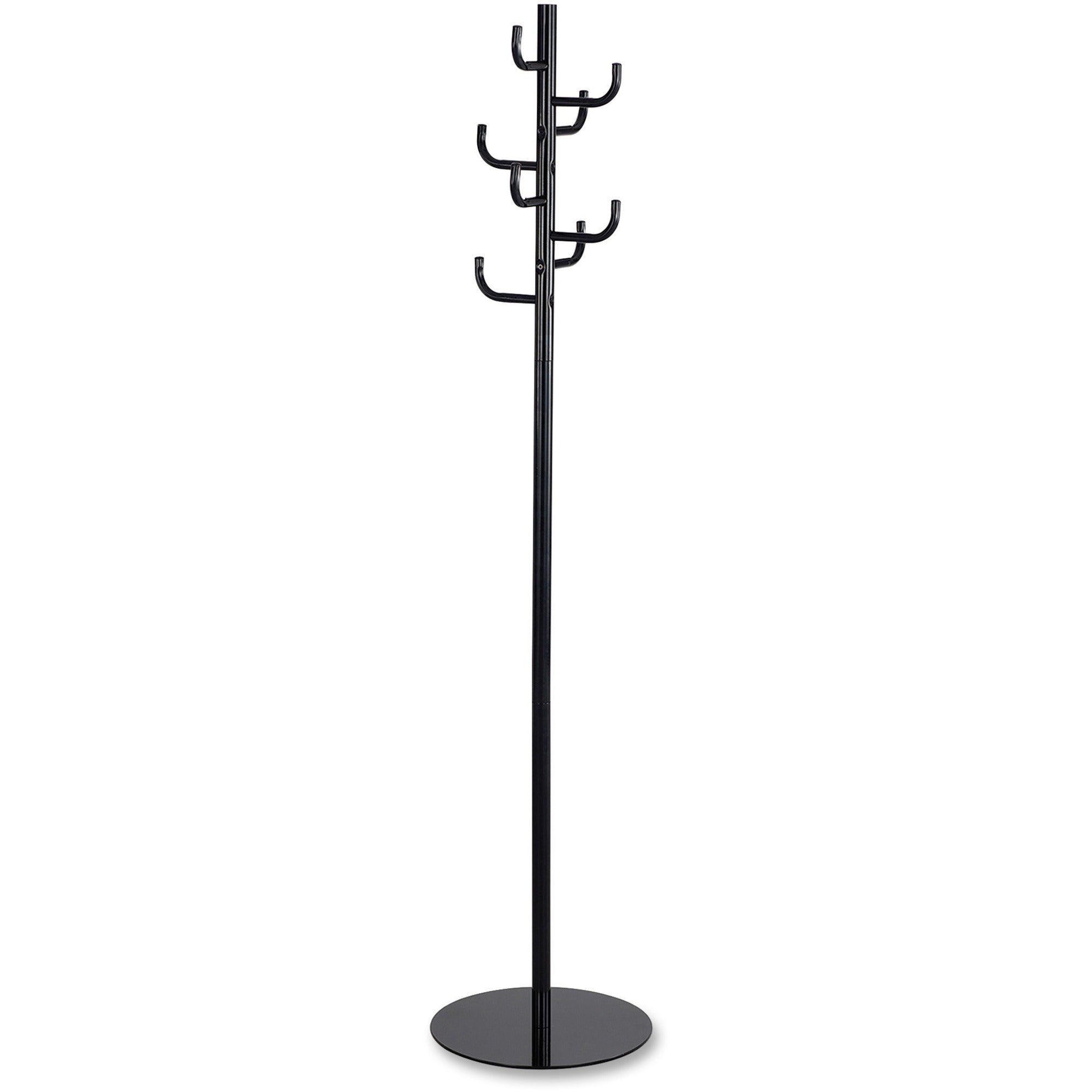 safco-hook-head-coat-rack-8-hooks-for-coat-jacket-purse-hat-garment-tubular-steel-black-1-each_saf4241bl - 1