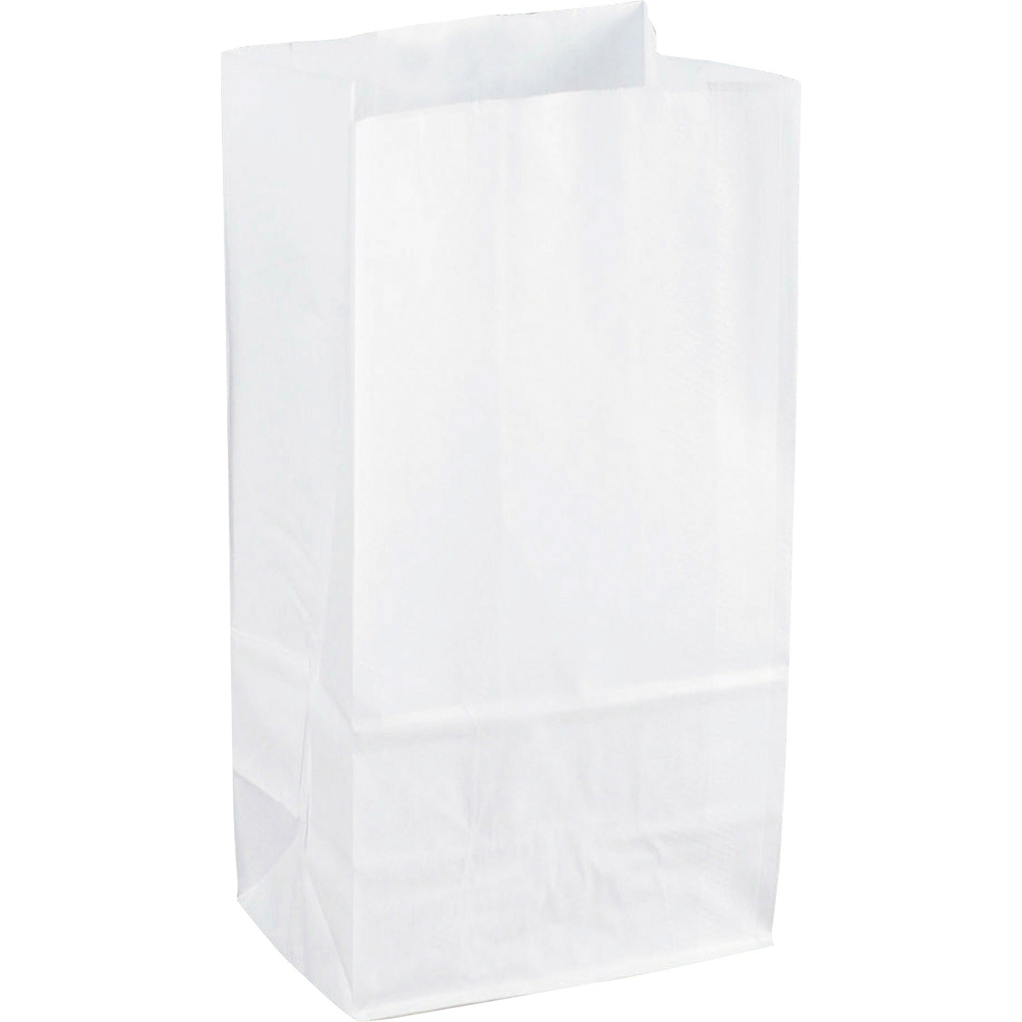 Sparco White Kraft Paper Bags - 6" Width x 11" Length - White - Paper - 100/Pack