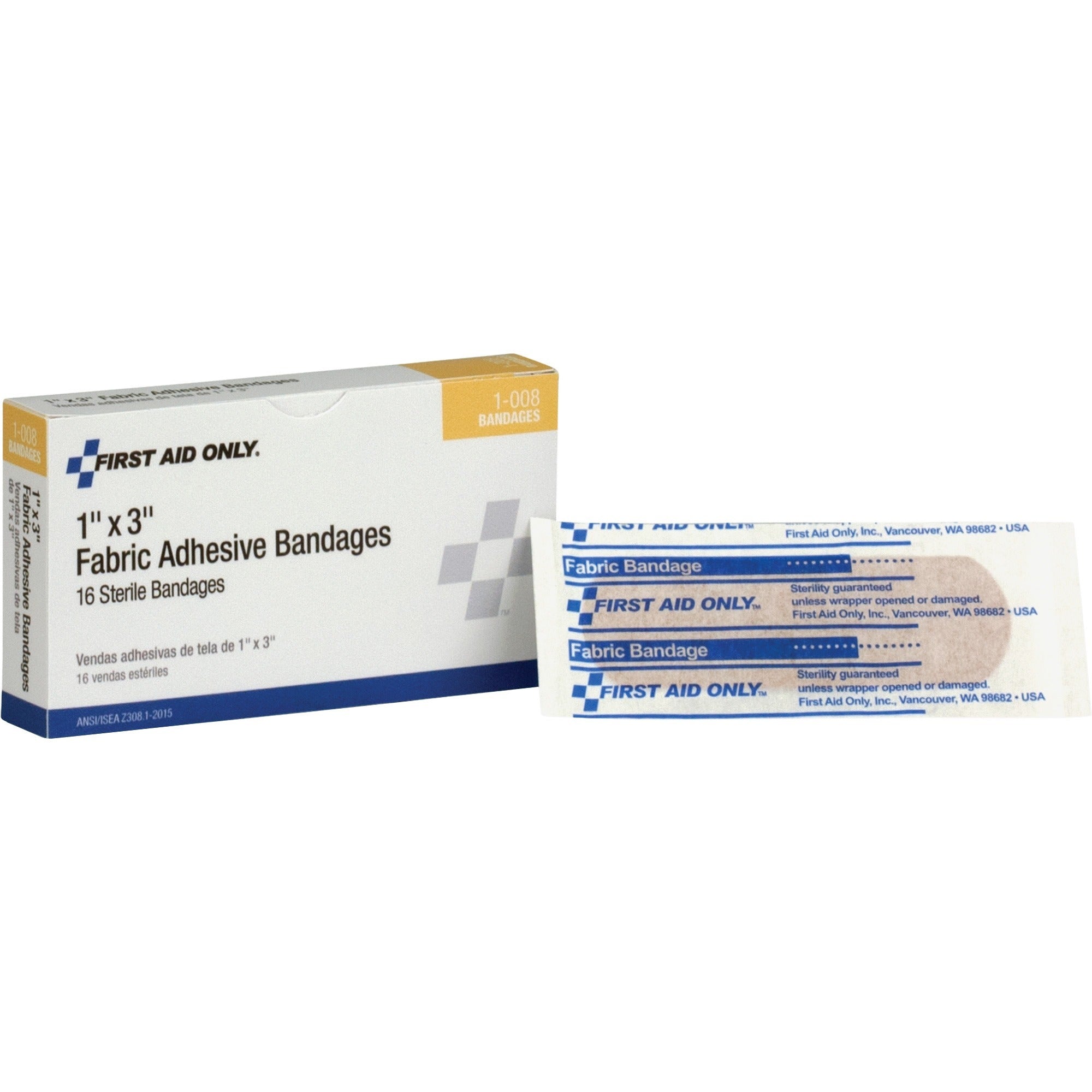 first-aid-only-fabric-adhesive-bandages-1-x-3-1each-16-per-box-white-fabric_fao1008 - 1