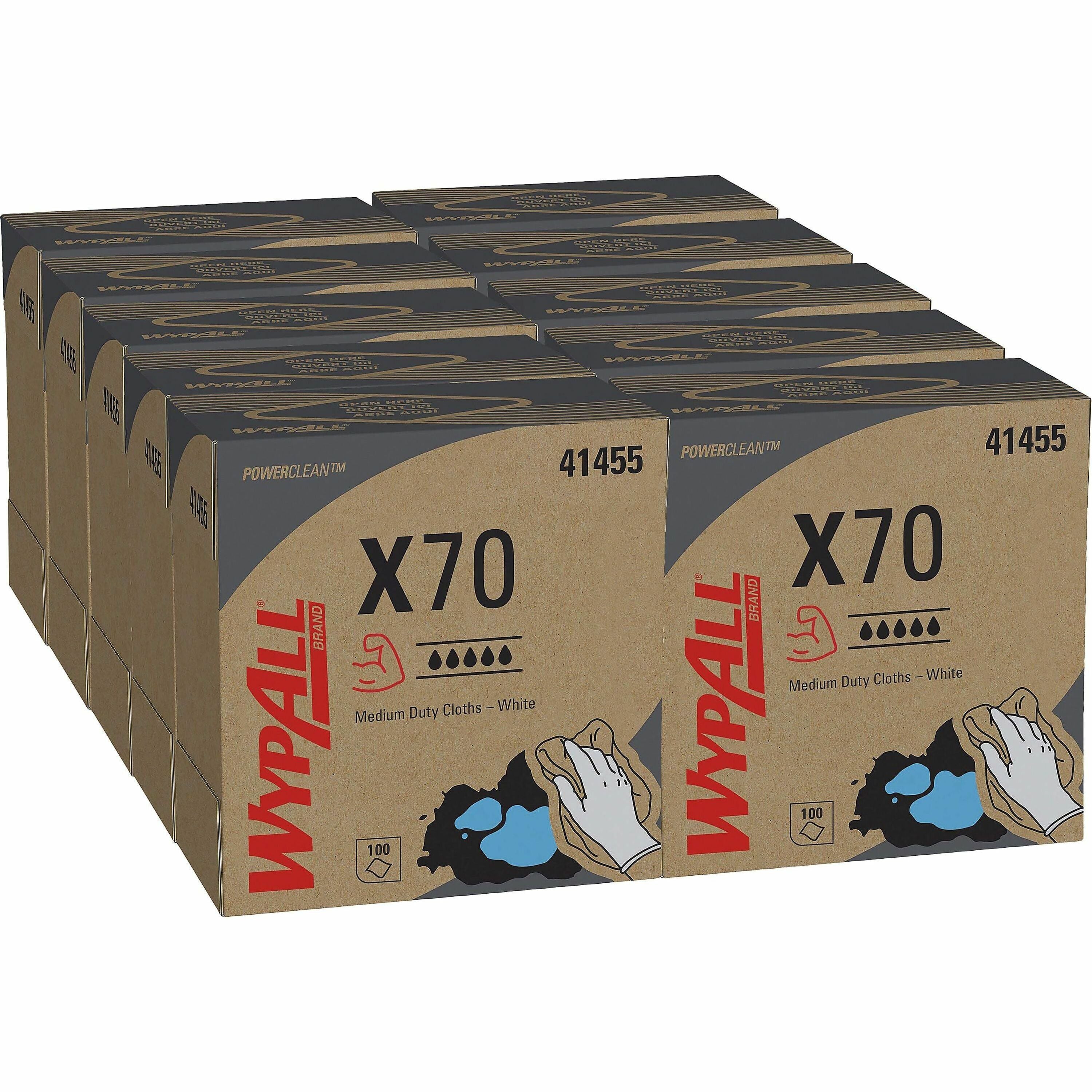 wypall-powerclean-x70-medium-duty-cloths-pop-up-box-834-x-1680-white-hydroknit-durable-absorbent-strong-reusable-embossed-for-multipurpose-100-per-box-1000-carton_kcc41455ct - 1