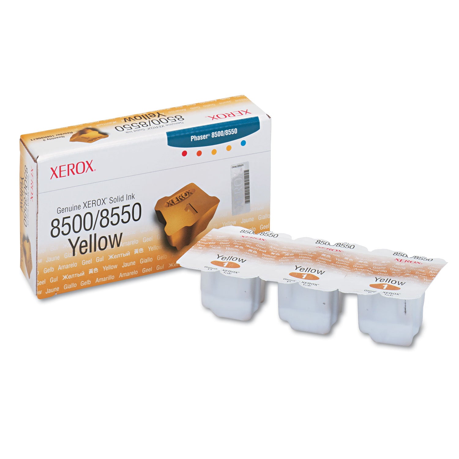 108R00671 Solid Ink Stick, 3,100 Page-Yield, Yellow, 3/Box -