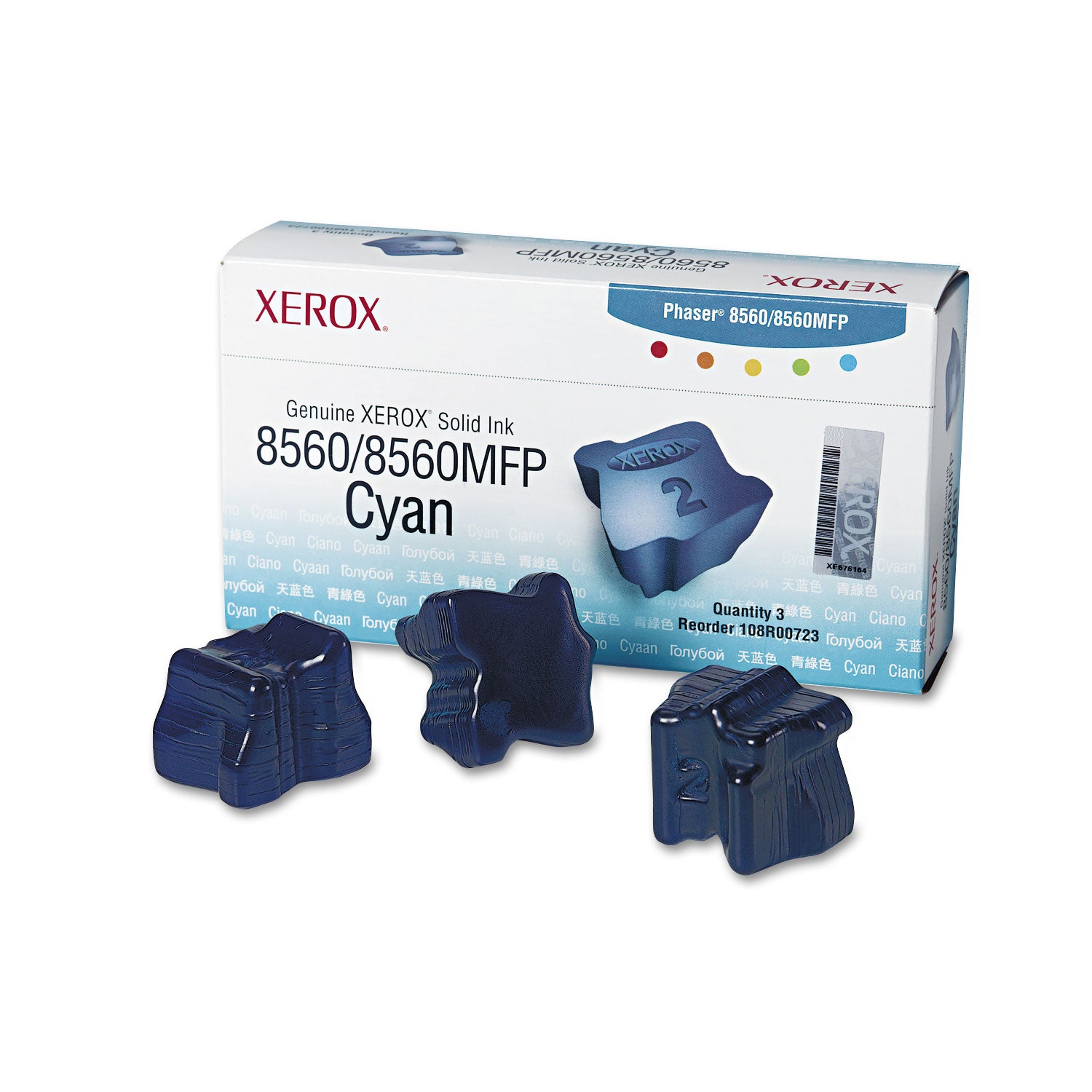 108R00723 Solid Ink Stick, 3,400 Page-Yield, Cyan, 3/Box -