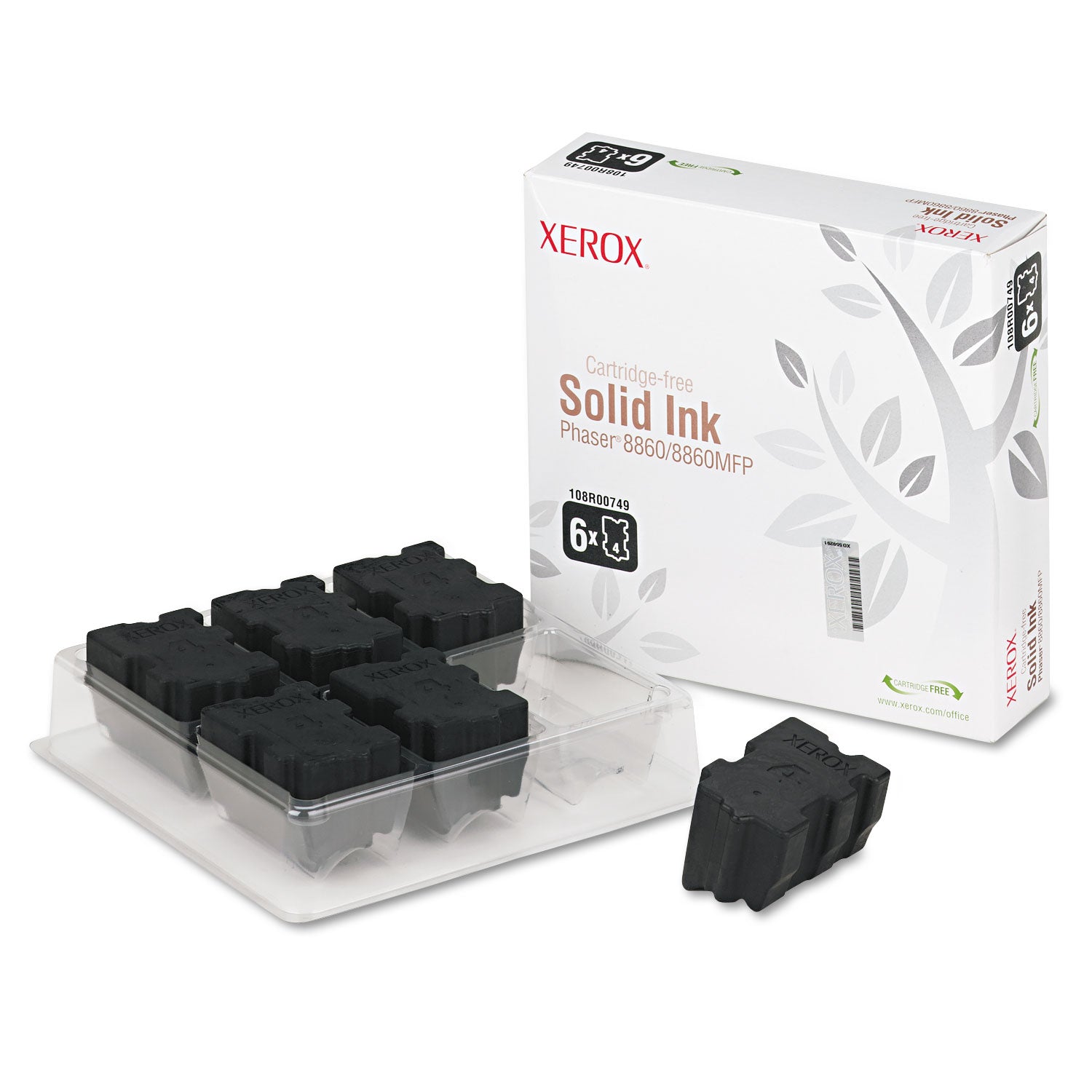 108R00749 High-Yield Solid Ink Stick, 2,333 Page-Yield, Black, 6/Box -