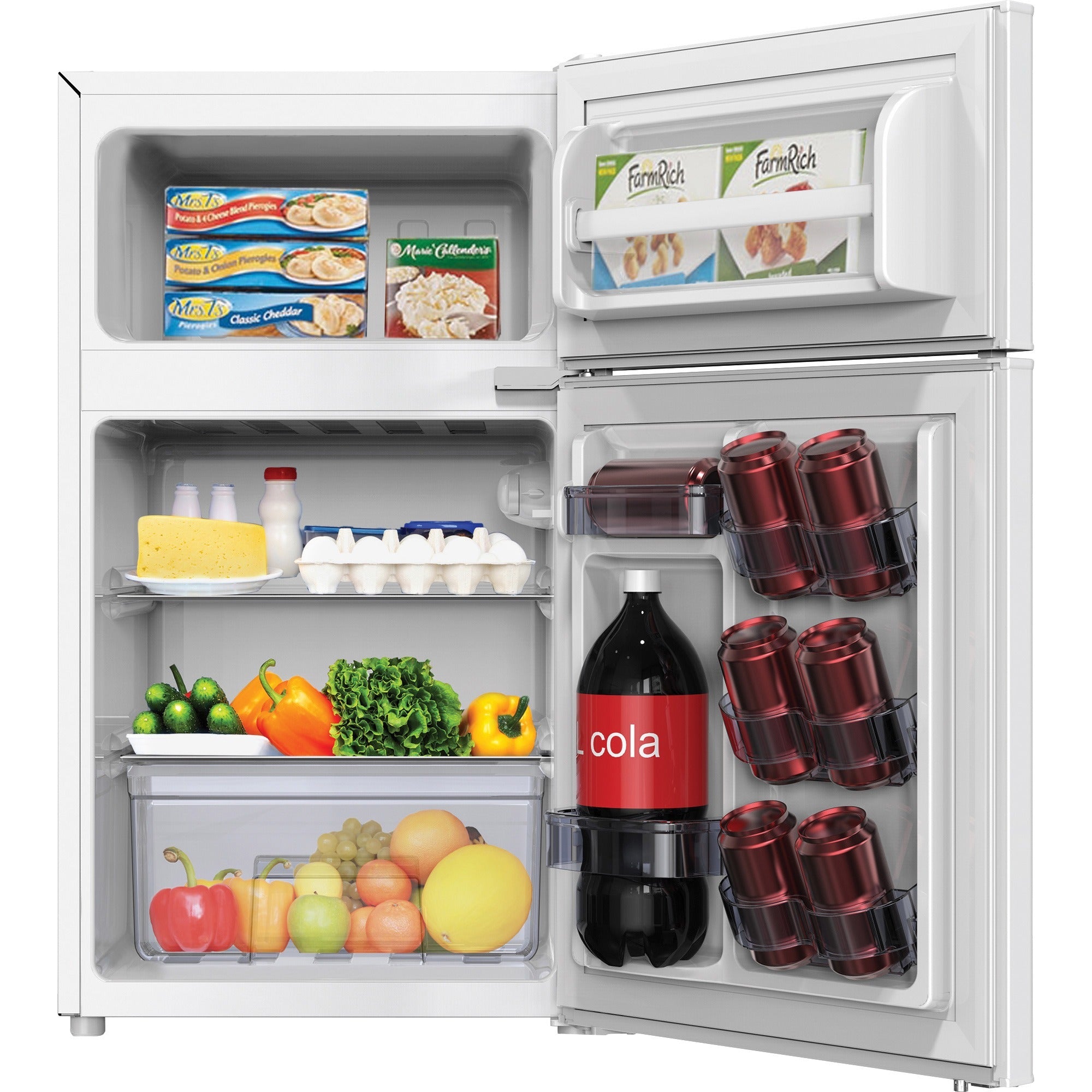 Avanti RA31B0W 3.1 Cubic Foot 2-door Compact Refrigerator - 3.10 ft - Auto-defrost - Top Mount - Auto-defrost - Reversible - 2.10 ft Net Refrigerator Capacity - 1 ft Net Freezer Capacity - 120 V AC - 320 kWh per Year - White - Freestanding