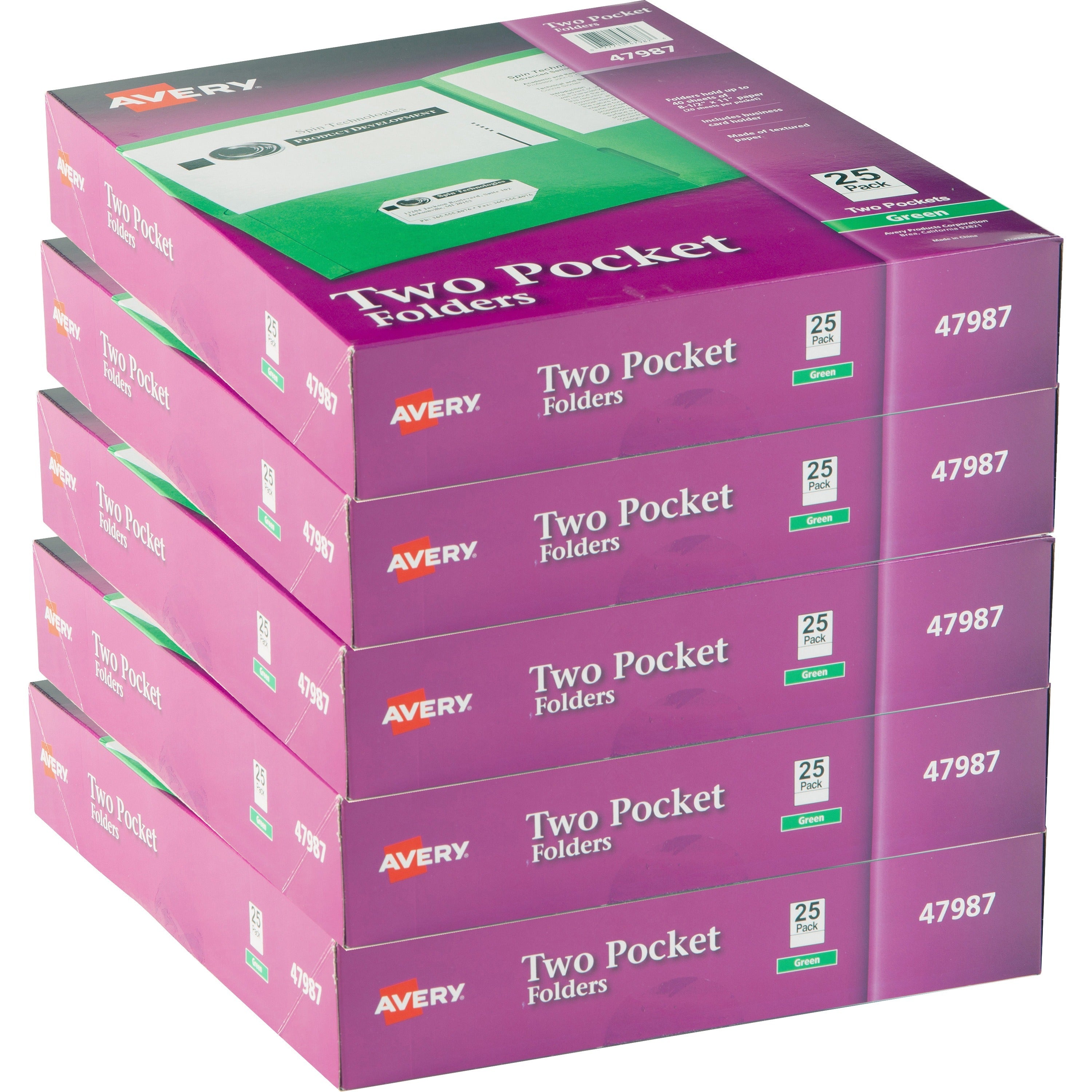 avery-letter-pocket-folder-8-1-2-x-11-40-sheet-capacity-2-internal-pockets-embossed-paper-green-125-carton_ave47987ct - 1