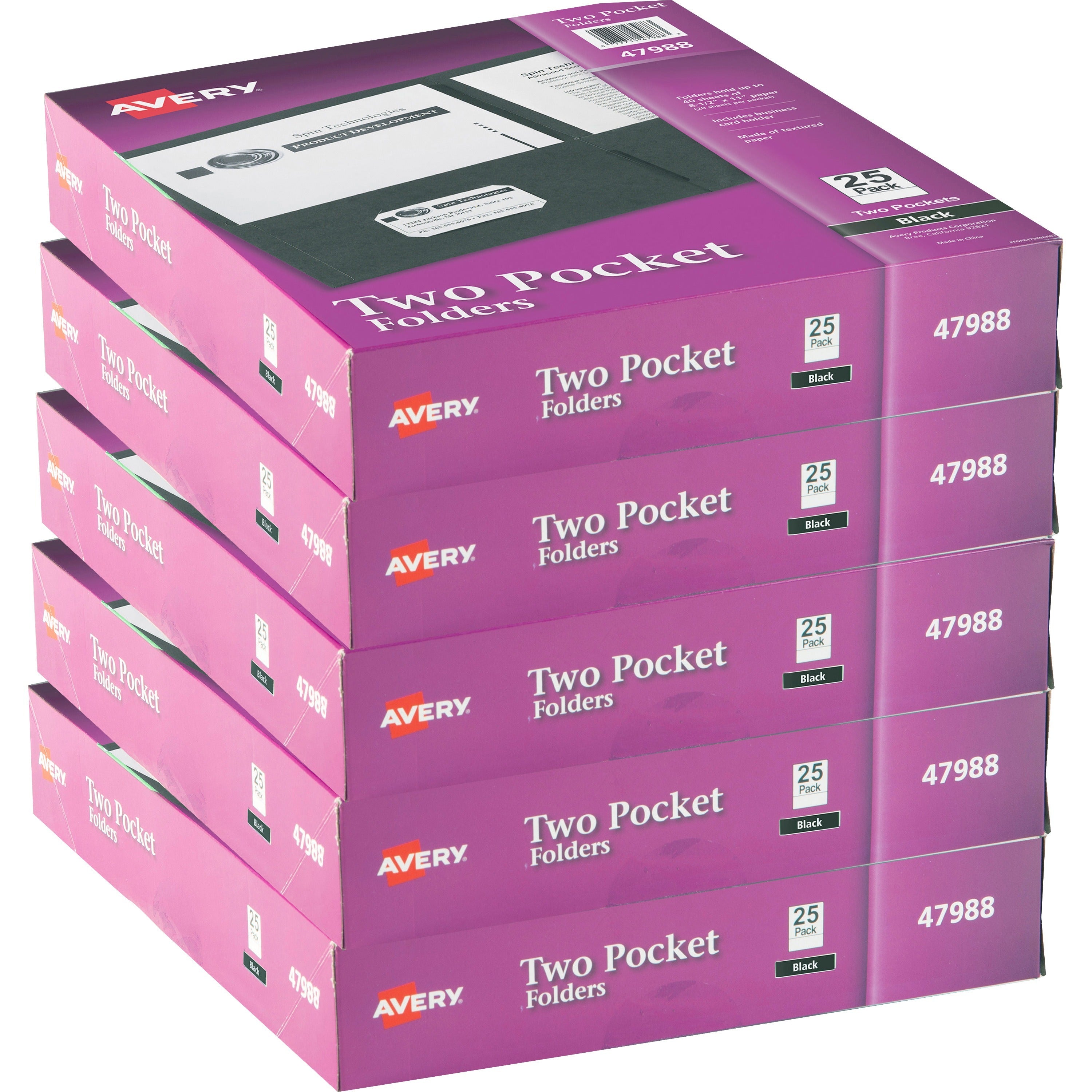avery-letter-pocket-folder-8-1-2-x-11-40-sheet-capacity-2-internal-pockets-embossed-paper-black-125-carton_ave47988ct - 1