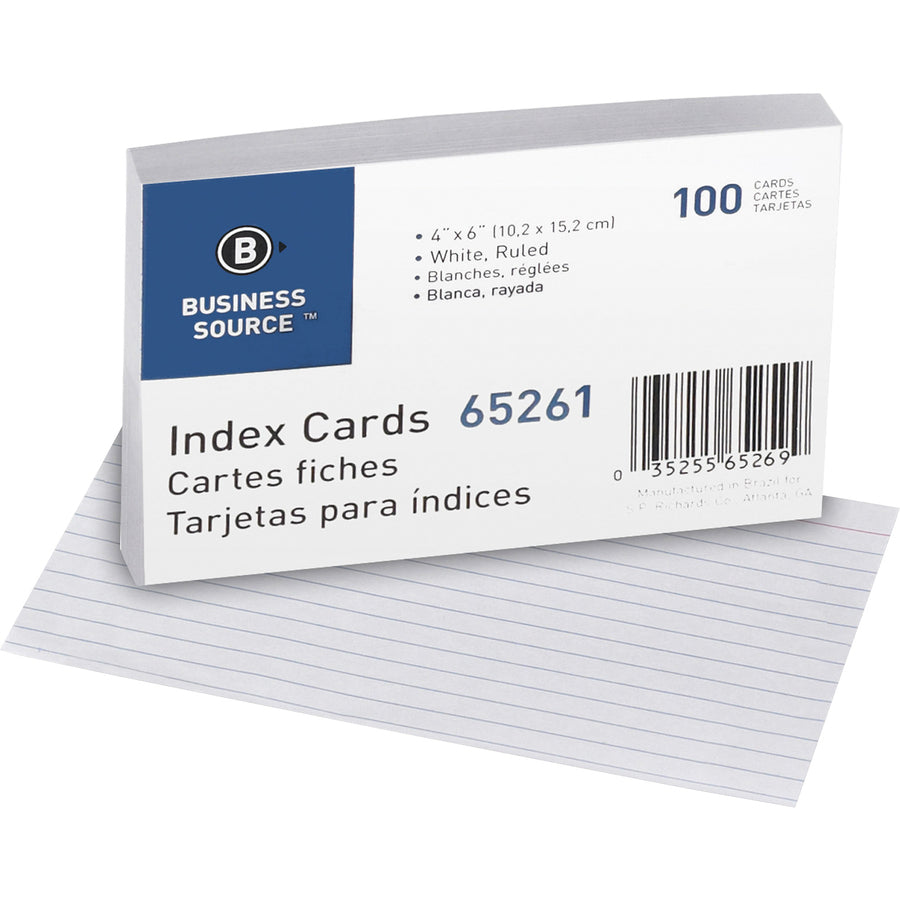 business-source-ruled-index-cards-front-ruling-surface-ruled-72-lb-basis-weight-6-x-4-white-paper-1000-box_bsn65261bx - 2