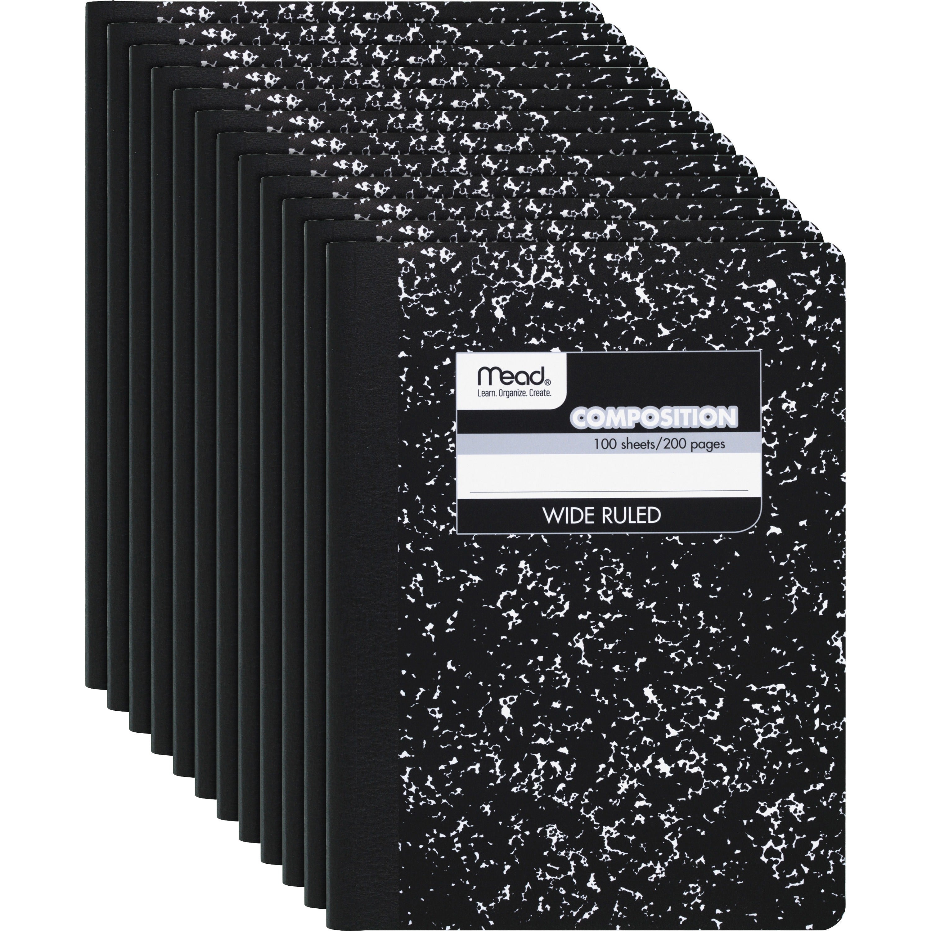 mead-wide-ruled-composition-notebook-100-sheets-sewn-7-1-2-x-9-3-4-white-paper-black-marble-cover-12-carton_mea09910ct - 1